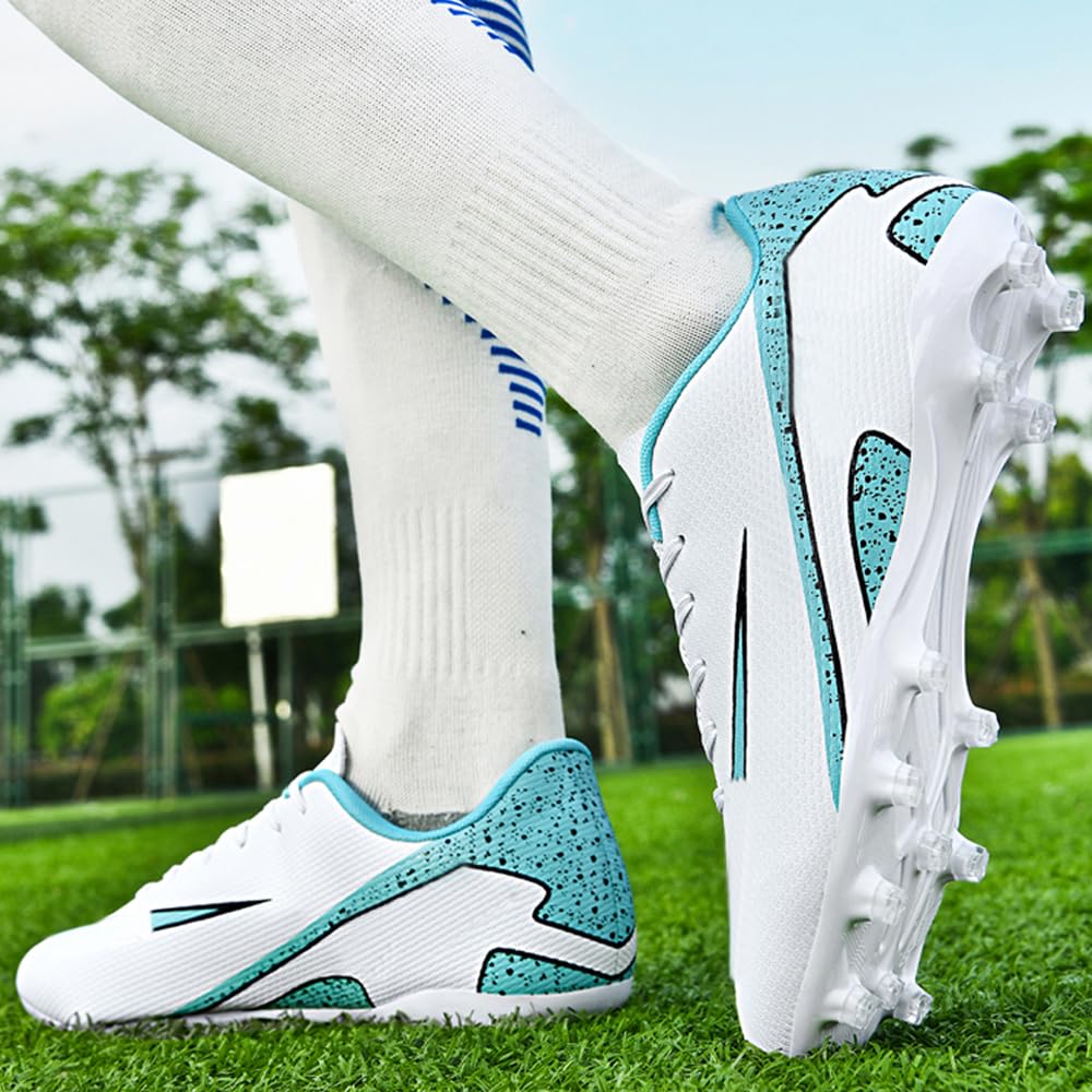 Zapatillas de Fútbol Mujer Spike Aire Libre Atletismo Entrenamiento Botas Profesionales Calzado de Fútbol Tacos de fútbol Deportivas Unisex Blanco 45 EU
