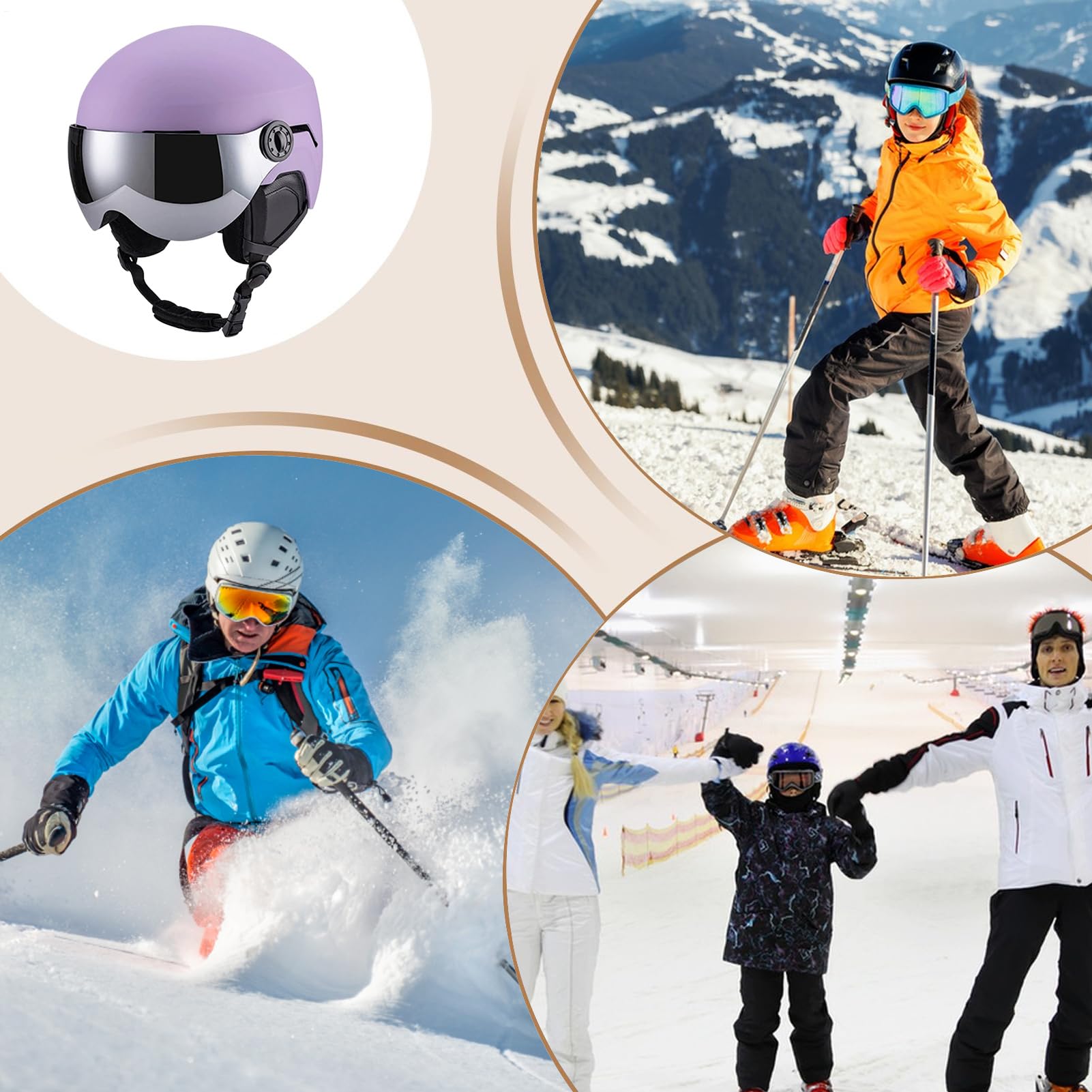 Casque de snowboard - PC, 55 à 61 cm - Résistant aux chocs et respirant - Protection ventilée pour sports d'hiver, équipement de sécurité pour ski, snowboard, ski d'intérieur, pistes d'extérieur