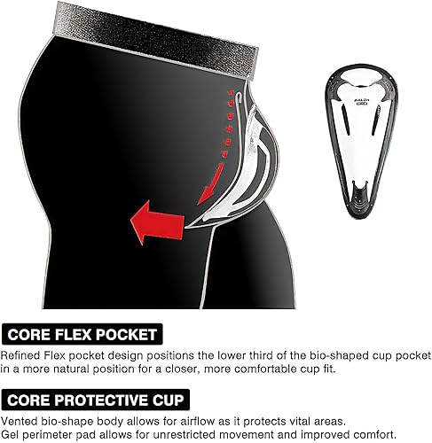 Miniatura 3 de EALER BCP300 Core Compression Shorts Jock Pants with Athletic Cup for Baseball, Hockey, Softball