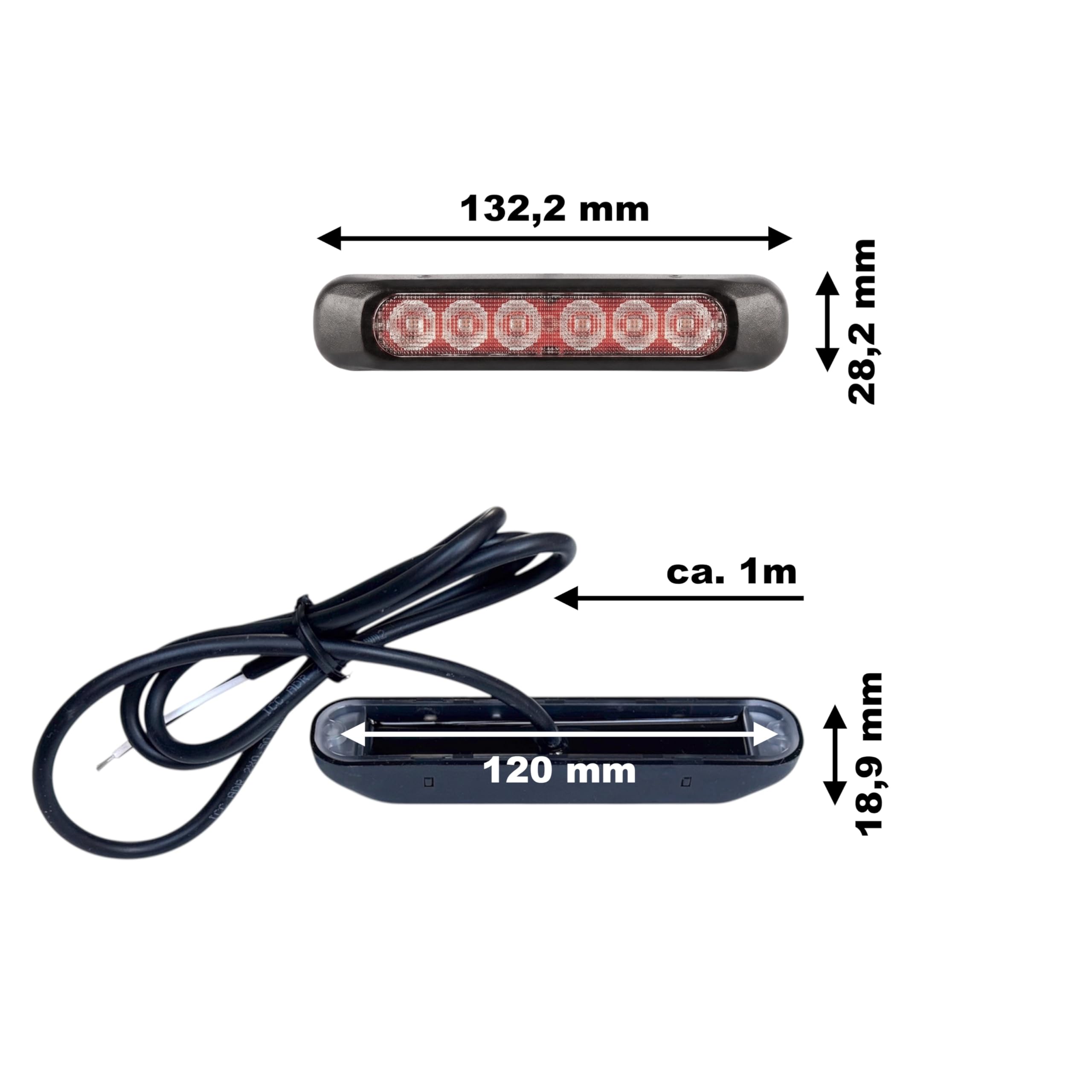 Universal LED Leuchten Set 12V/24V für Anhänger, LKW & PKW - Kompakte Rückleuchten, Frontleuchten, Blinker, Bremslicht, Rückfahrscheinwerfer - E9-Zulassung (2x Nebelschlussleuchte)