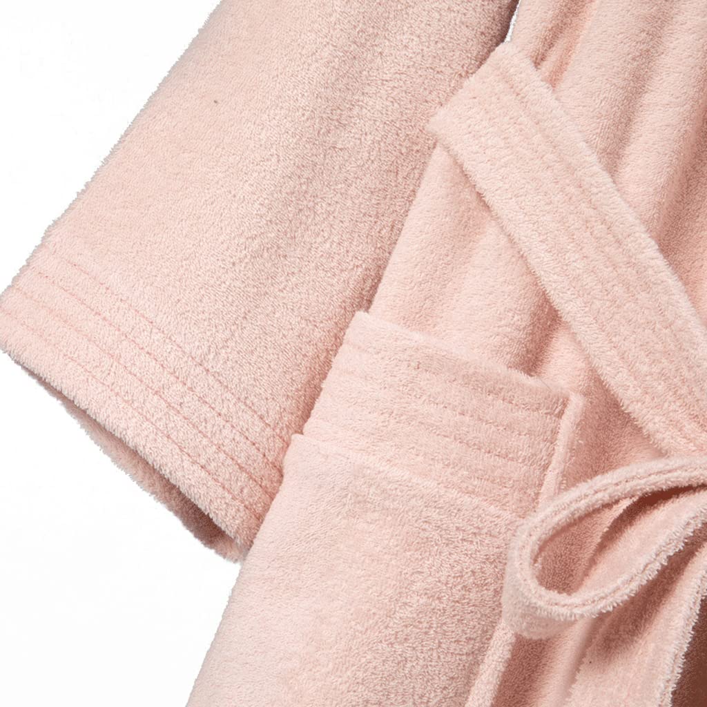 Albornoz de SPA Suave y cálido para Hotel, Bata de Toalla Unisex LongTerryTowel, Bata de baño para Mujer,Pink-Miss M