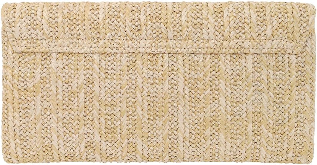 JNB Natural Straw Flat Clutch, Natural Medium