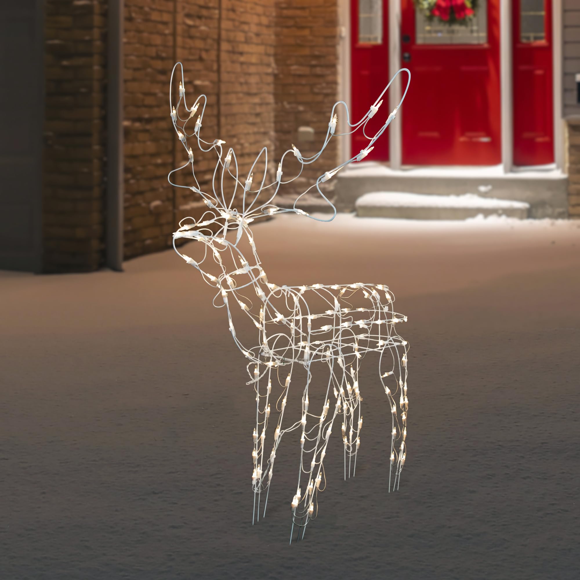 Northlight 48" Lighted White Standing Reindeer Outdoor Christmas Yard Decoration