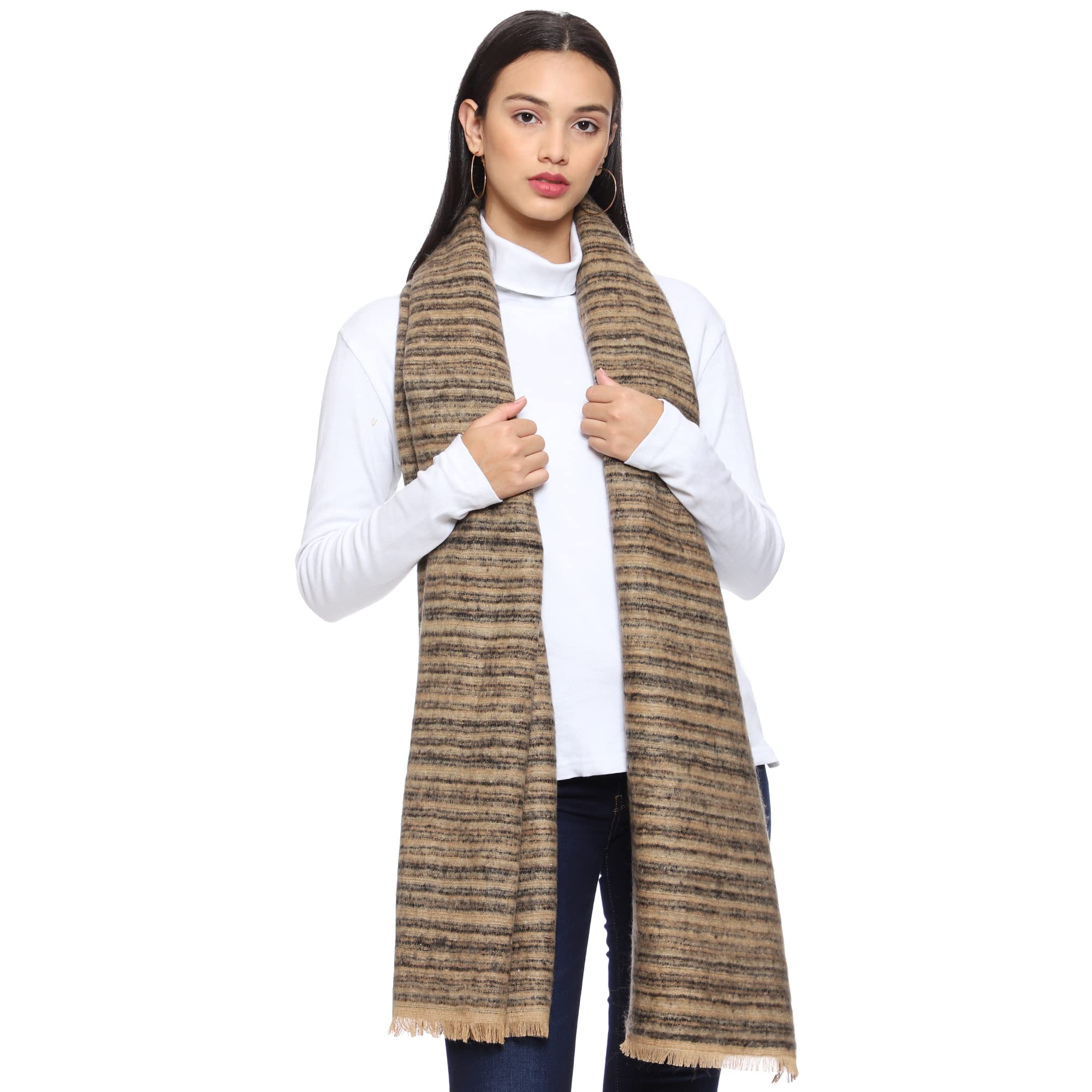 SWI STYLISHWomen's Cashmere Soft Feel Warm Wool Muffler/Scarf/Stole (Size: 27x80 in) -LM11