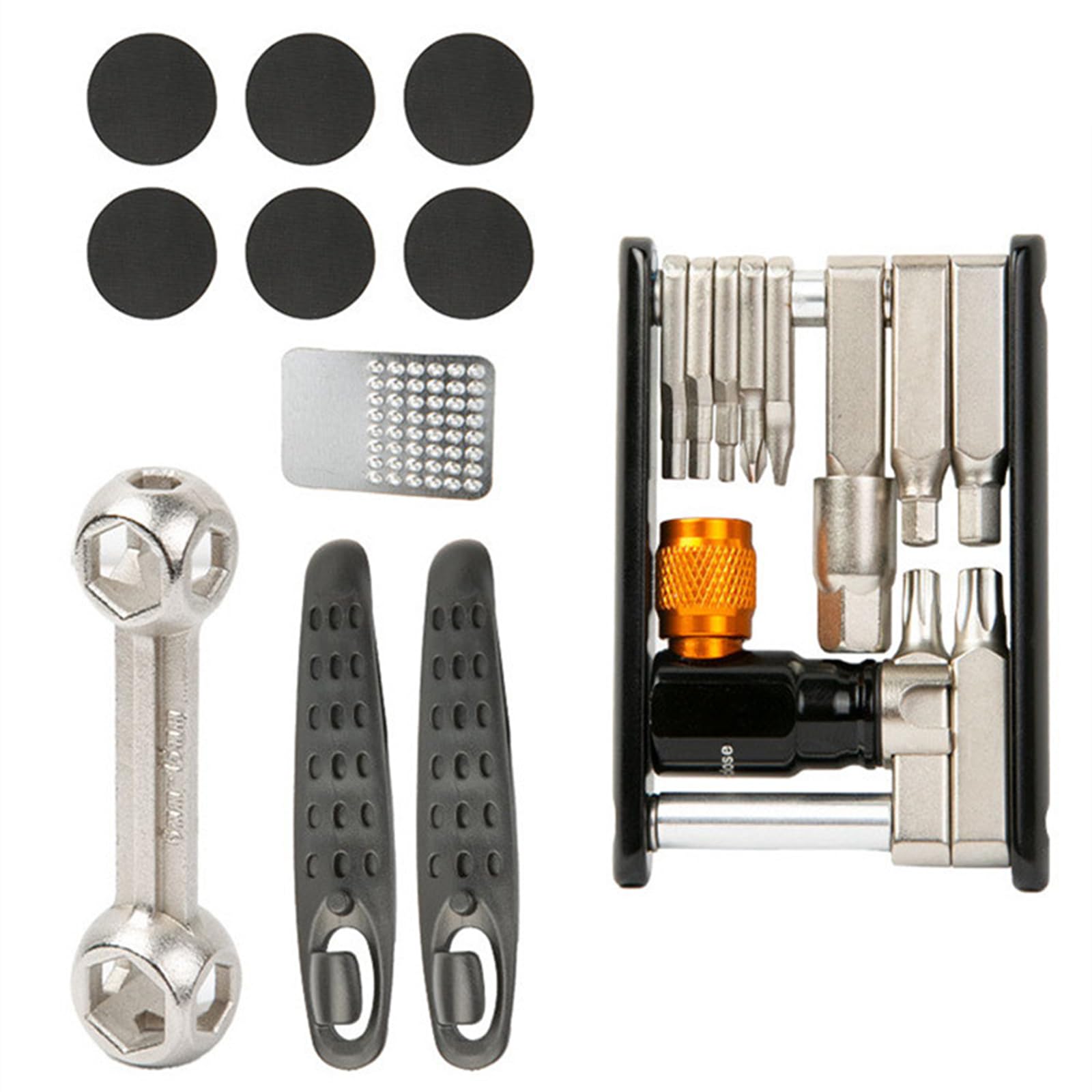 Riparazione pneumatici per bici da Set strumenti per foratura multifunzionali per biciclette Chiavi portatili Attrezzo per meccanico da ciclismo Kit pneumatici per bici con
