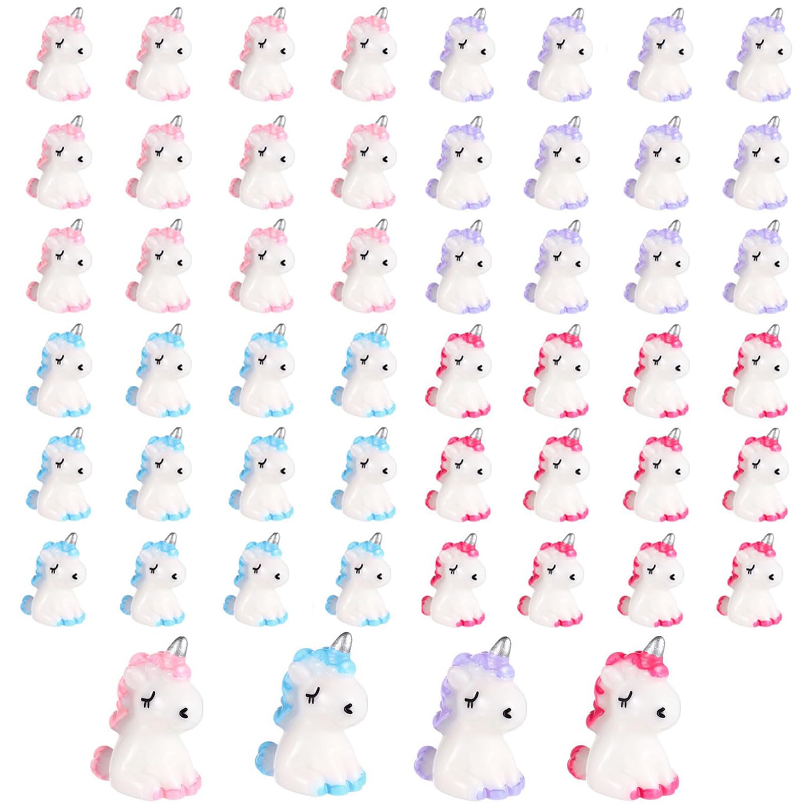 TELAIN 48 Pieces Mini Unicorn Figures Miniature Unicorn Figurines Made of Resin