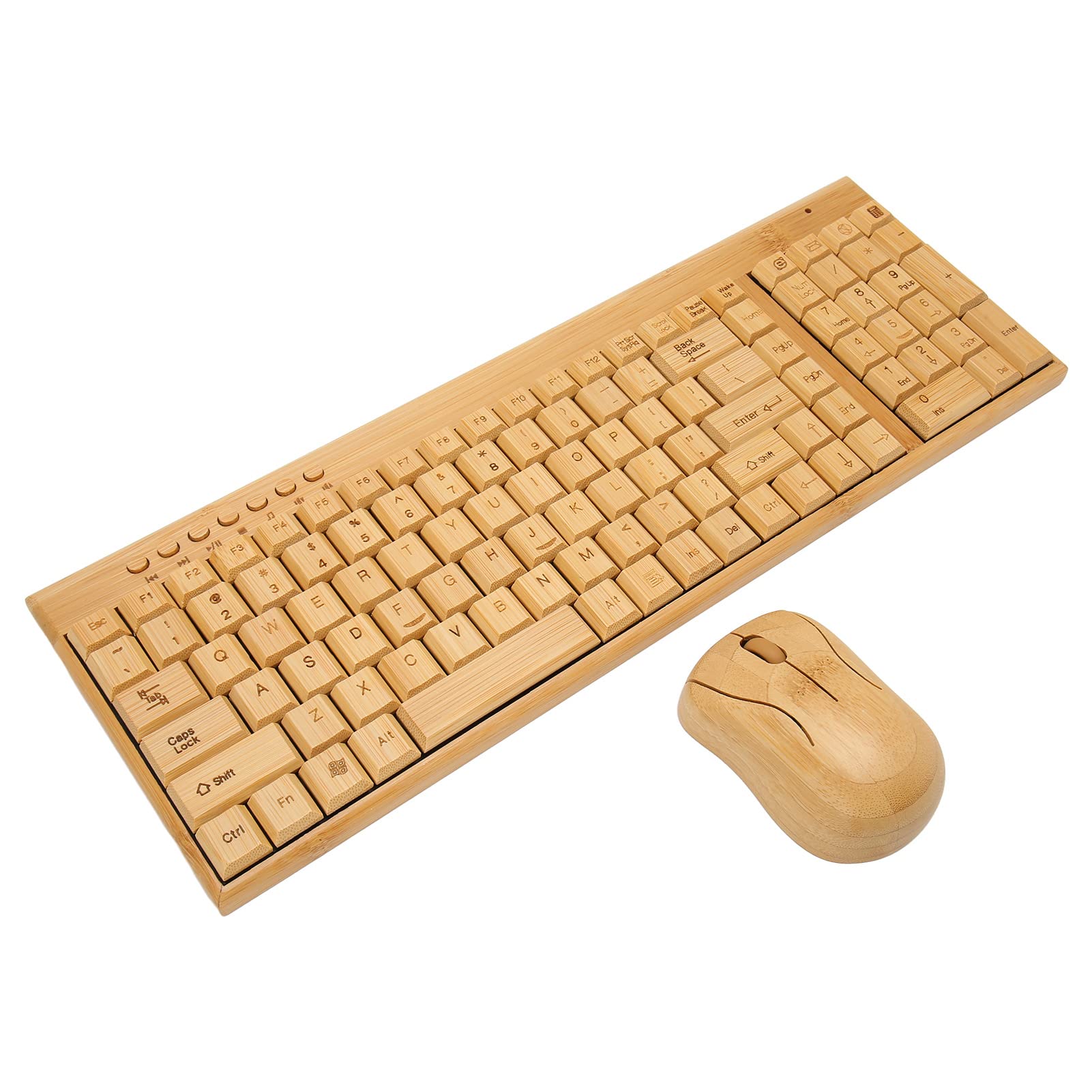 BTSEURY Keyboard, Mouse, Computer Devices, 2.4GHz Connection Plug and Play Bamboo Wood Computer Control Devices for Office (Mouse and Keyboard Combo)
