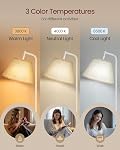 VASAGLE LILEA Collection - Table ronde avec lampe, Table de chevet moderne avec panier en tissu, Tunable LED Ampoule incluse, Ajustable à l'angle, Blanc mat ULFL004WC02