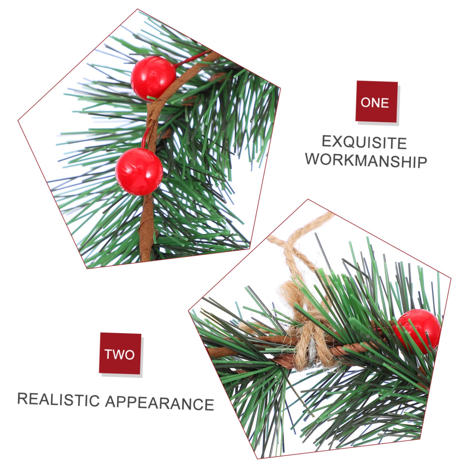 Cabilock 5 Sätze Weihnachtskranz Weihnachtstannenzweige Gefälschte Perlen Girlanden Weihnachtsdeko Künstliche Weihnachtsgirlande Kranz Anhänger Dekorativer Kranz PVC Green 3 Stück * 5