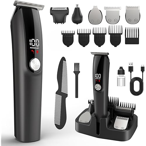 Beard Trimmer for Men Hair Clippers - 6 in 1 Professional Grooming Kit Cordless Hair Clipper Trimmers Set Waterproof,Electric Shaver Razor for Face Nose Body Mustache