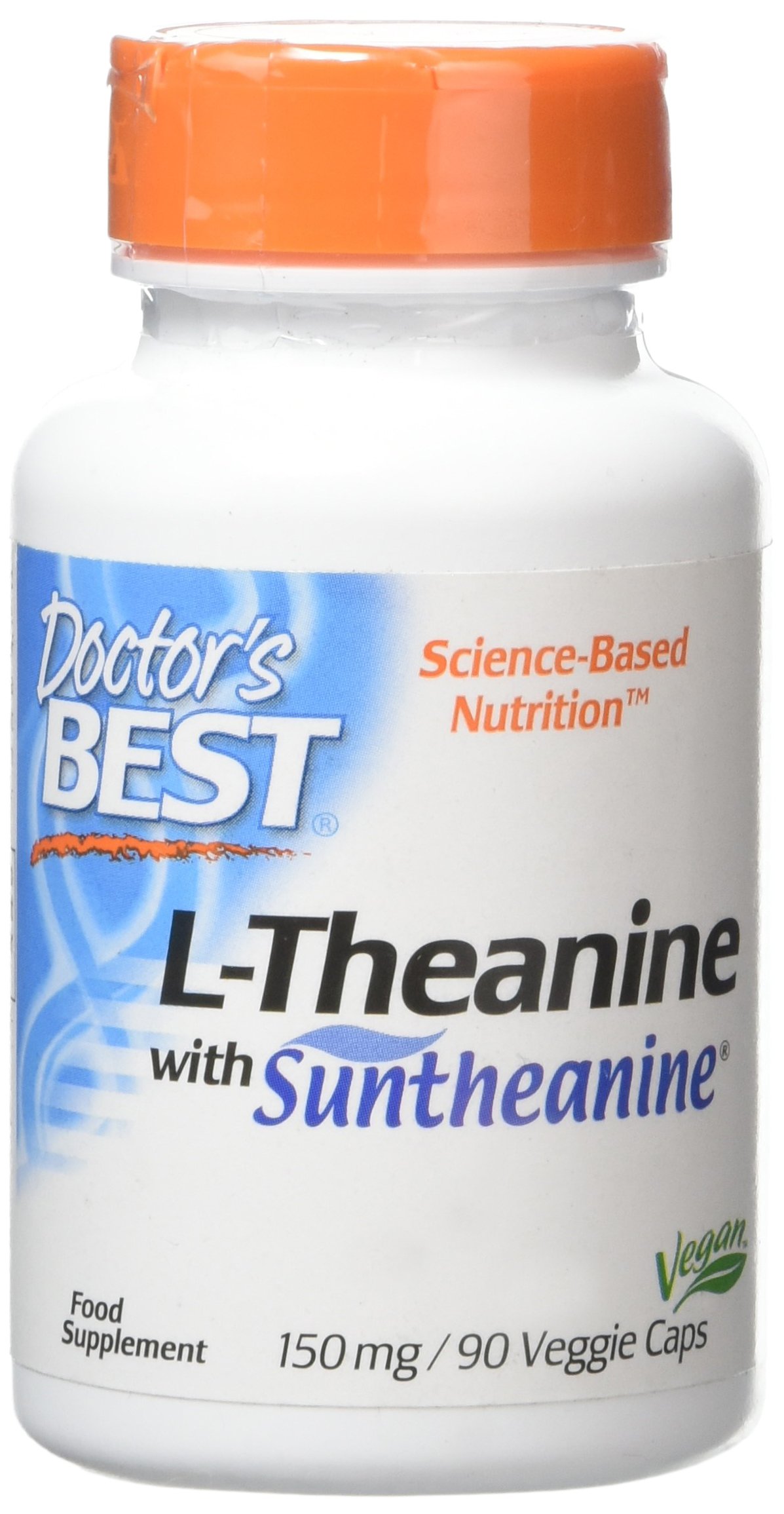 Doctor's Best Suntheanine L-Theanine, Non-GMO, Gluten Free, Vegan, Helps Reduce Stress and Sleep, 150 mg 90 Veggie Caps