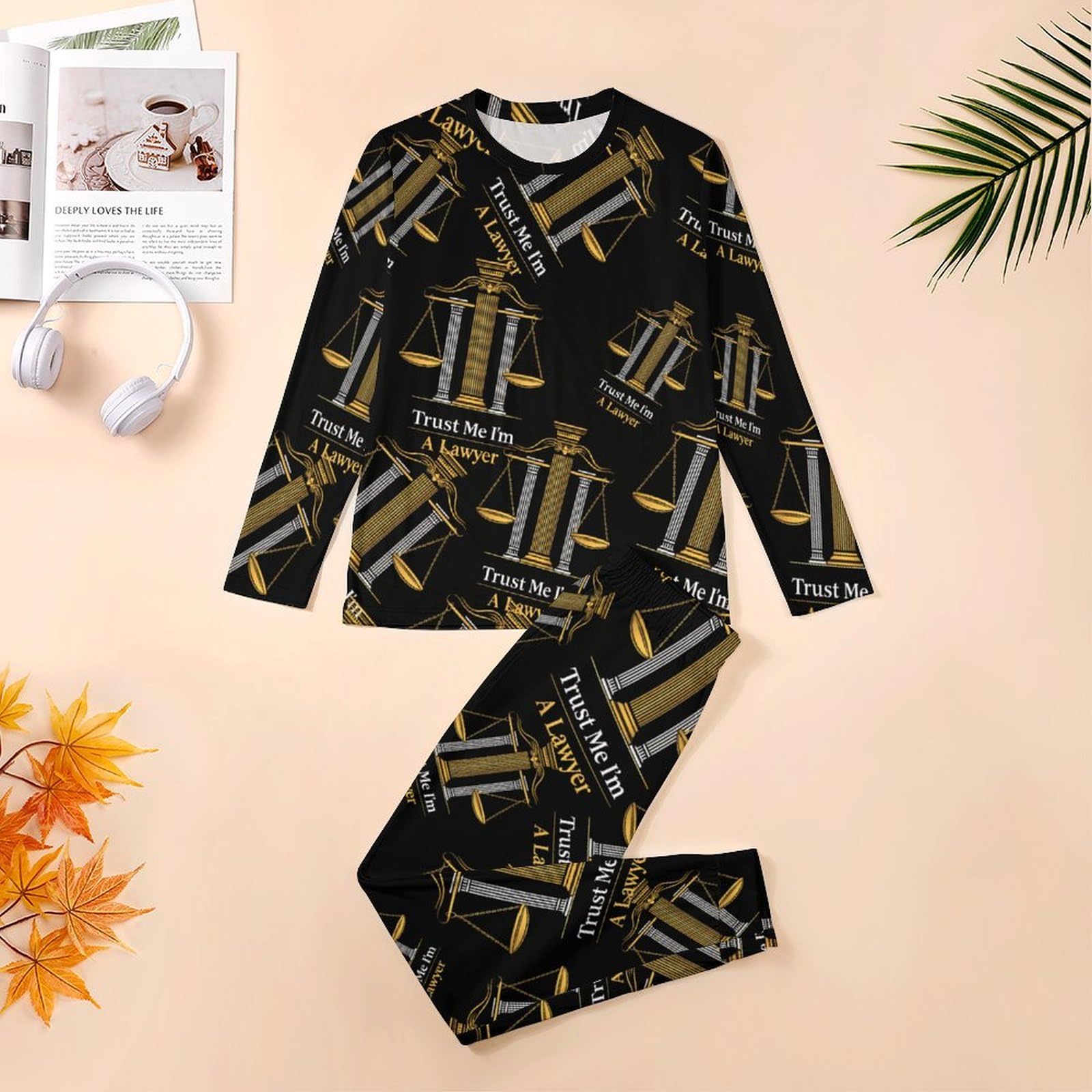 Trust Me Im A Lawyer - Conjunto de pijama para hombre, cuello redondo, 2 piezas, manga larga, suave, transpirable para todas las estaciones