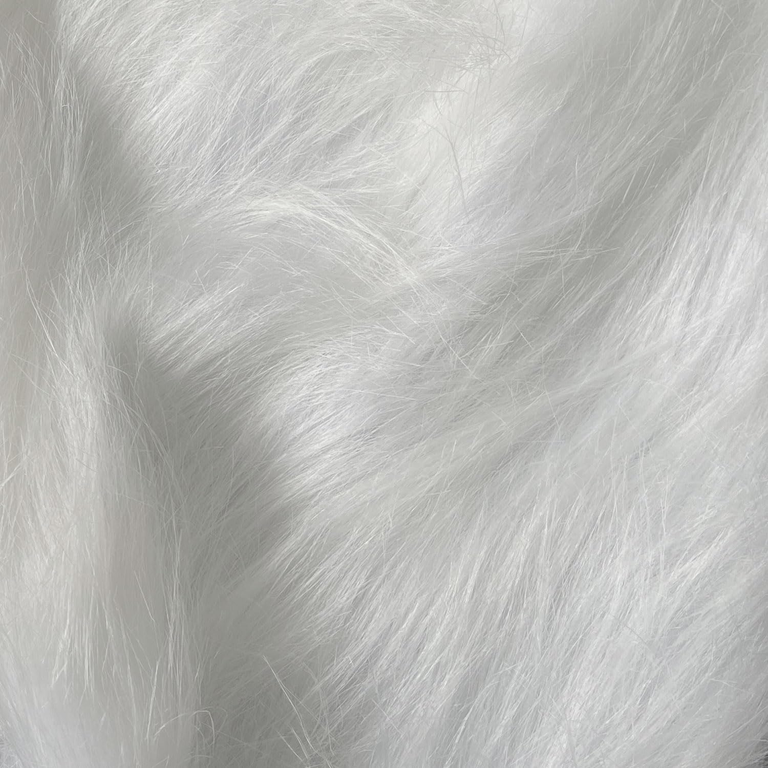 White Soft Faux Fur Long Pile Hair Solid Fabric for Product and Baby Photoshoot, Dresses, Selfie Props, Soft Toy Making, Craft Work (20" x 60")-image-31