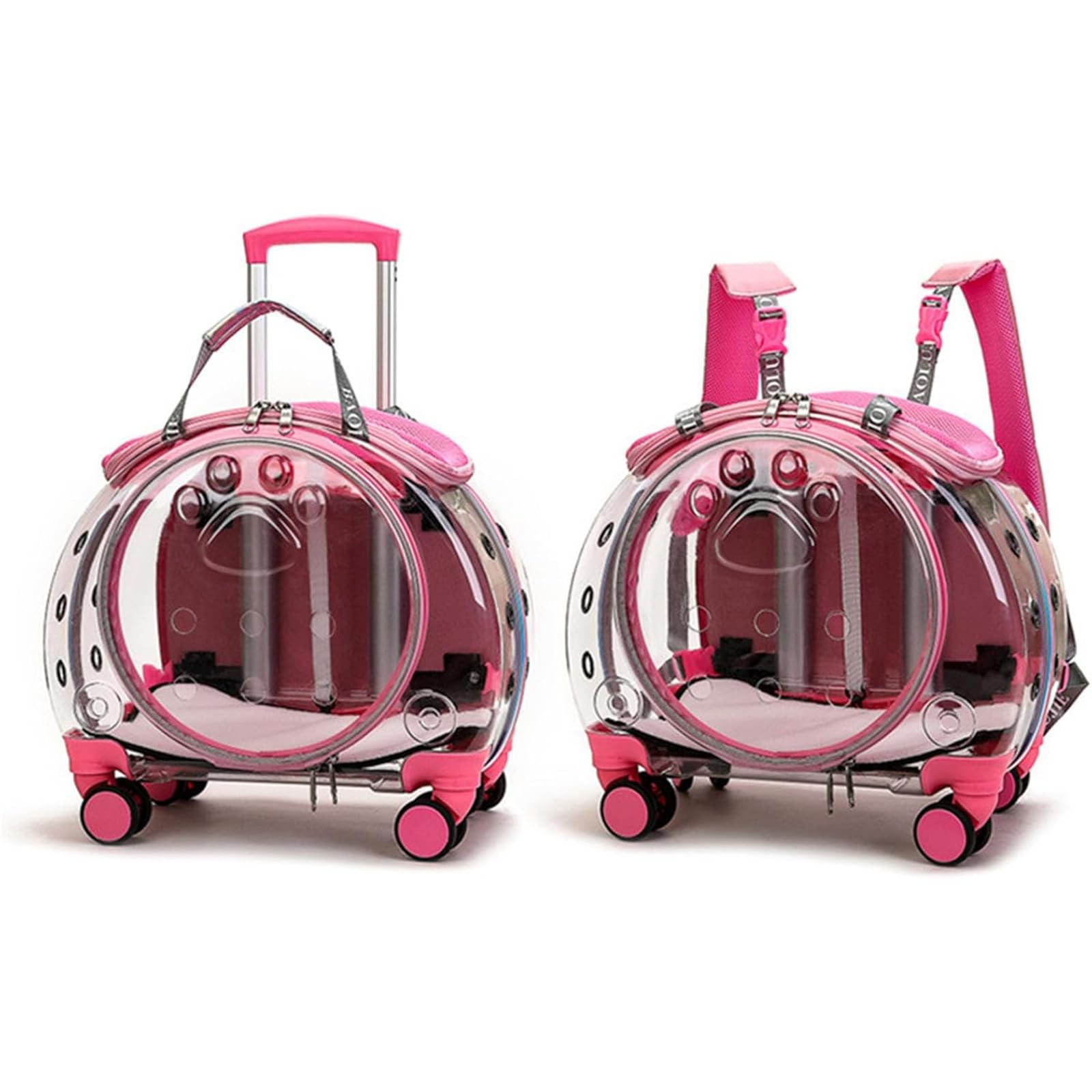Transportín portátil con ruedas para gatos y perros, bolsa de viaje plegable con diseño transpirable y asa extensible, ideal para viajes en avión y aventuras al aire libre