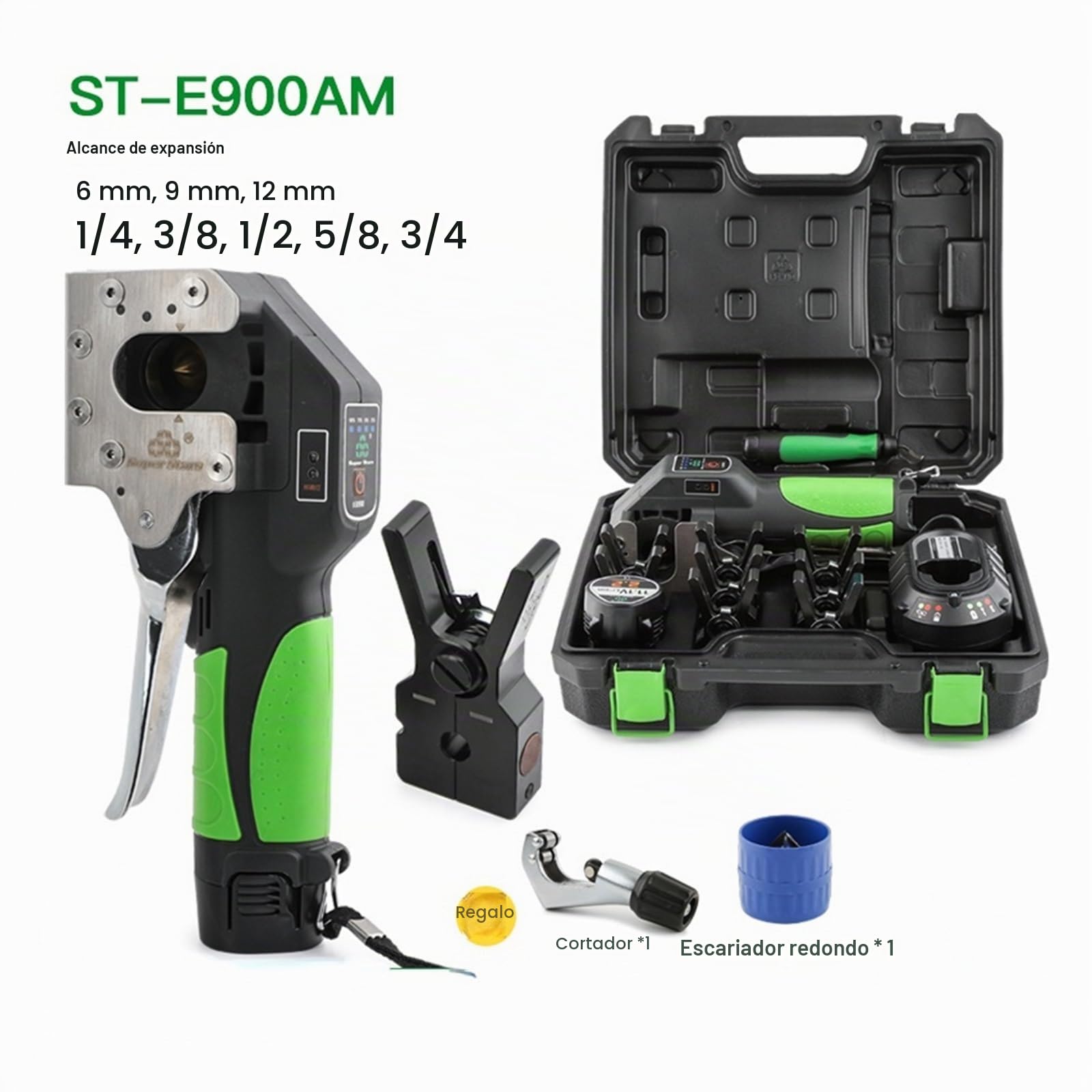 Herramienta de expansión eléctrica Juego de herramientas de expansión automáticas for tubos de cobre y baterías de litio ST-E900A, juego de herramientas de abocardado for escariador de aire acondicion