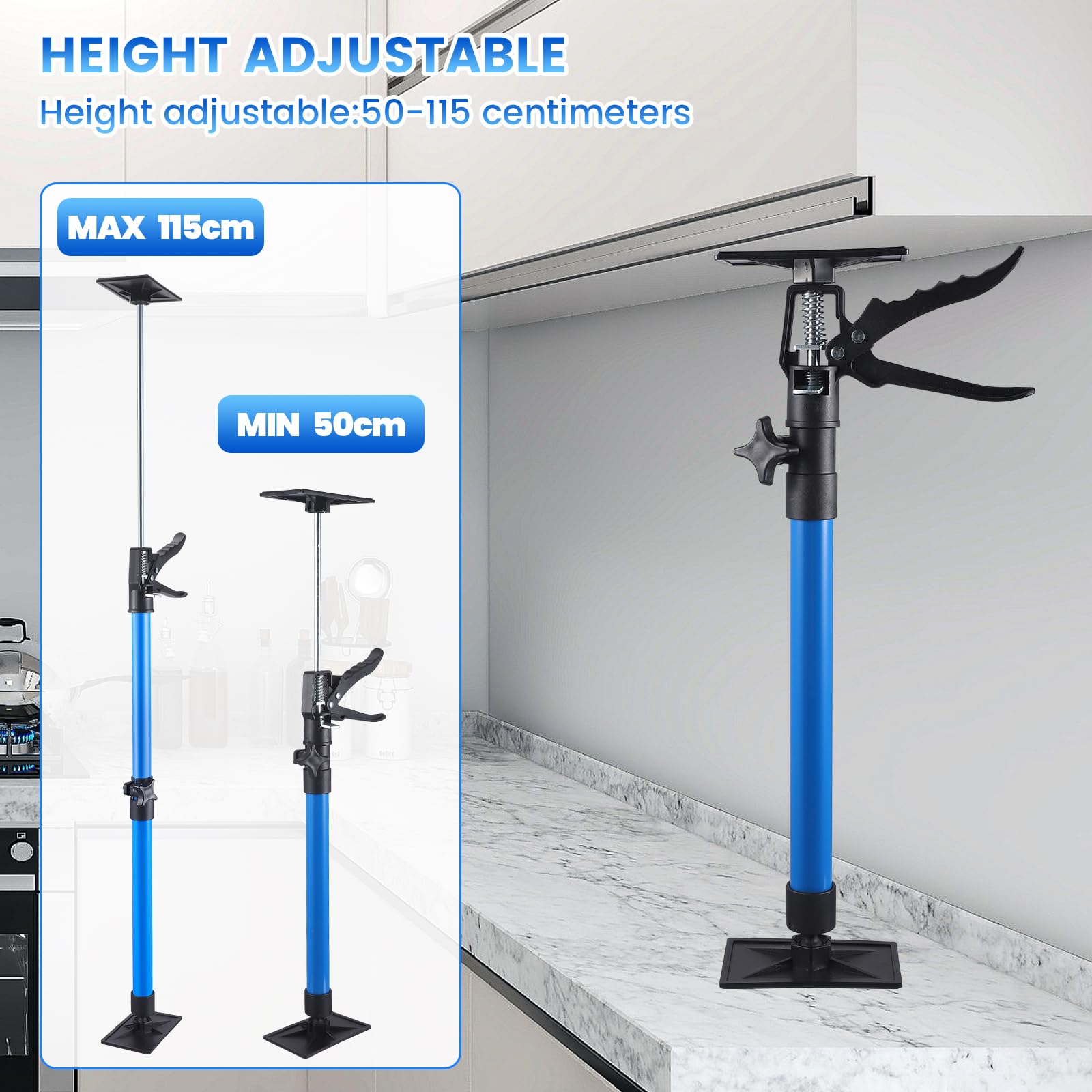 2 Stück Deckenstütze,Montagestütze,Zargenspanner,Türspanner 360° Gedreht,Schnellspannstütze,Deckenstütze Montagestütze 40Kg*2,Zur Unterstützung Von Türzargen,Schränken (50-115cm)