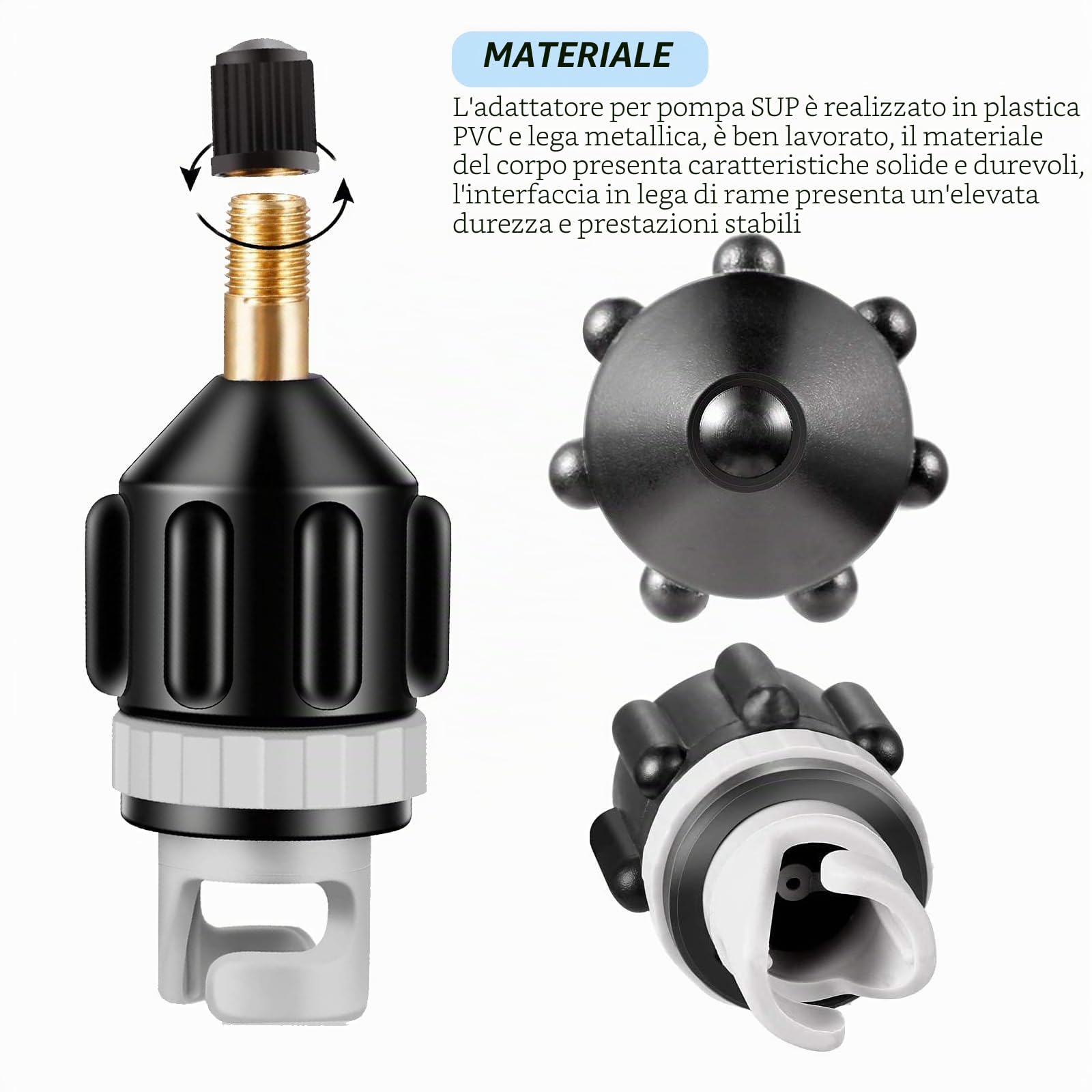 NW Adattatore per pompa SUP, adattatore per valvola d'aria, pompa per gonfiaggio, supporto per paddle Board
