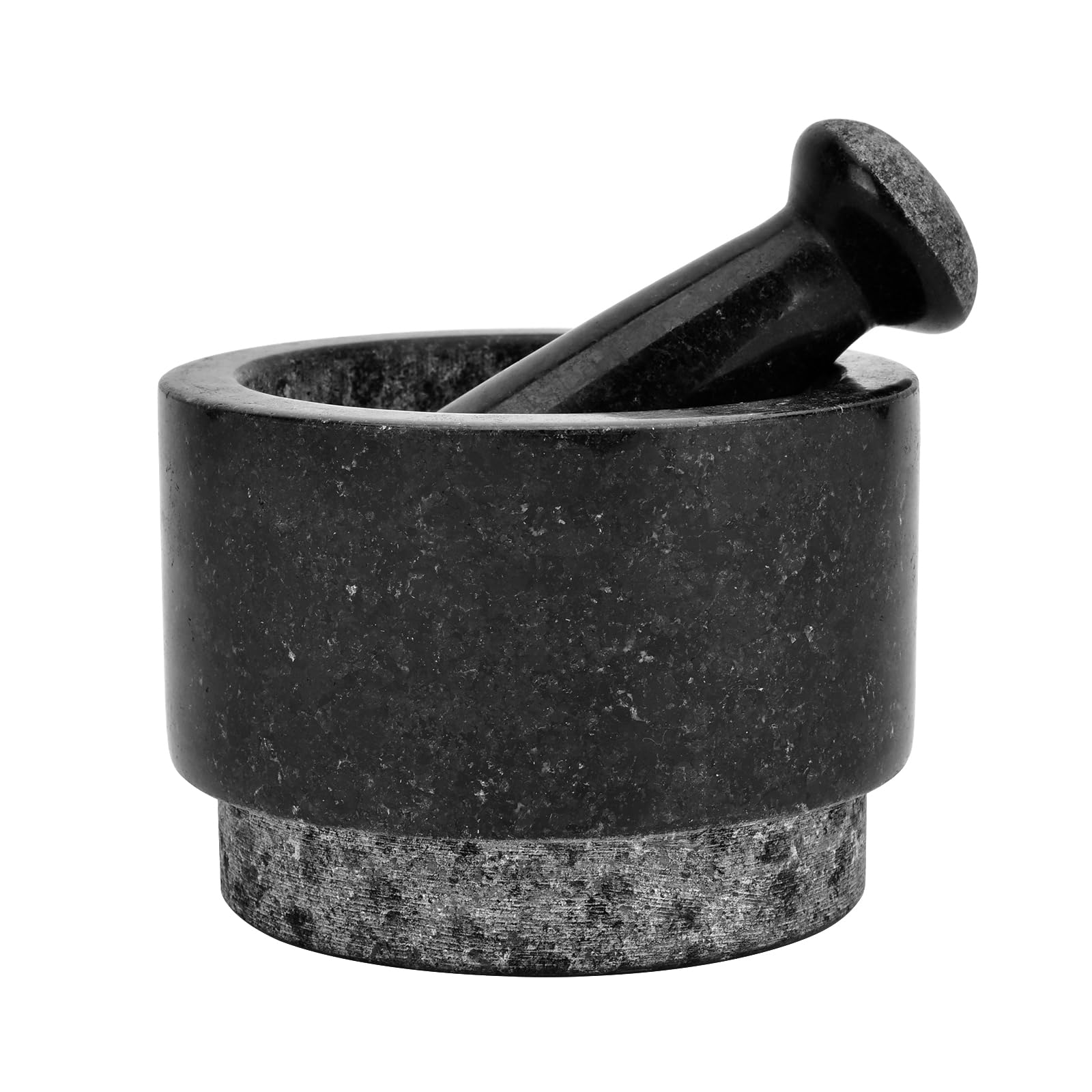 Mörser- und Stößel-Set – schwarze Granitsteinmühle, 1,5 Tassen Fassungsvermögen, Gewürzmühle, Pillenzerkleinerer, für frische Guacamole zu Hause