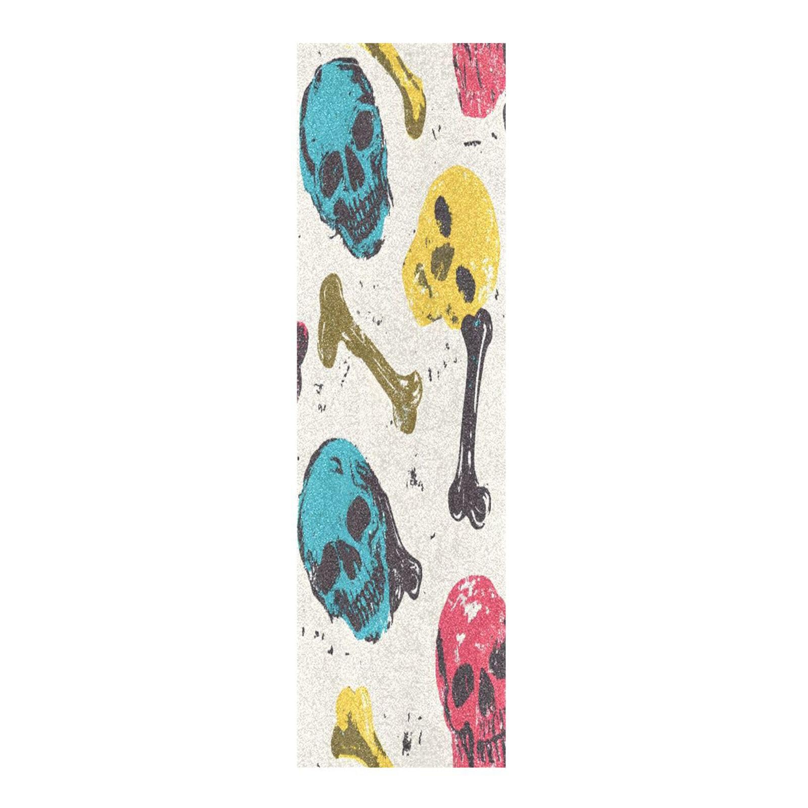 CEBUGI Colorful Skulls Skateboard Grip Tape 44x10in Waterproof Tear-Proof Longboard Grip Tape Bubble Free Non-Slip Scooter Grip Tape for Girls Boys