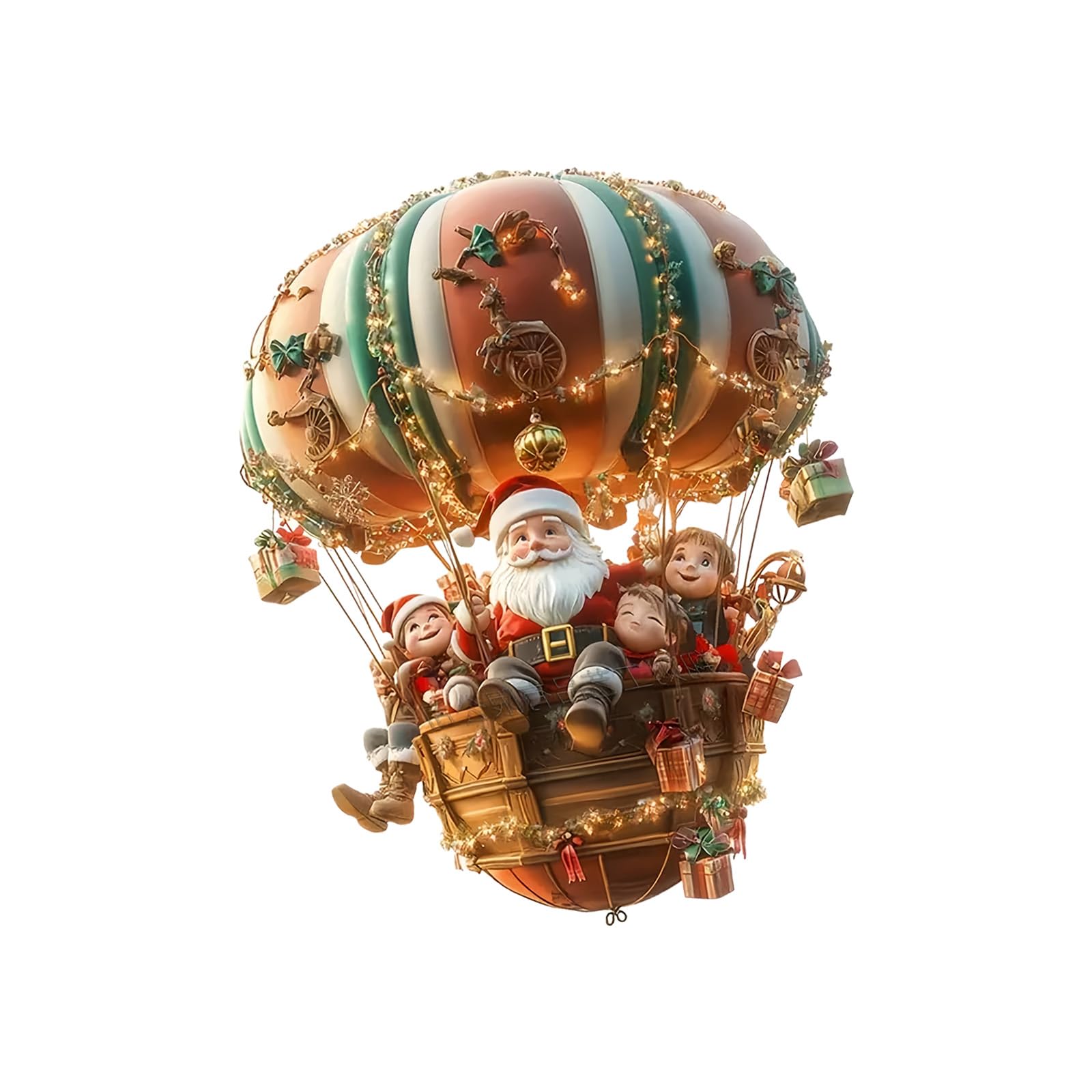 Shatterproof Acrylic Tree Ornament Cartoon Santa in Hot Air Balloon Hanging Decoration for Holiday Party Supplies Christmas Tree Decoration