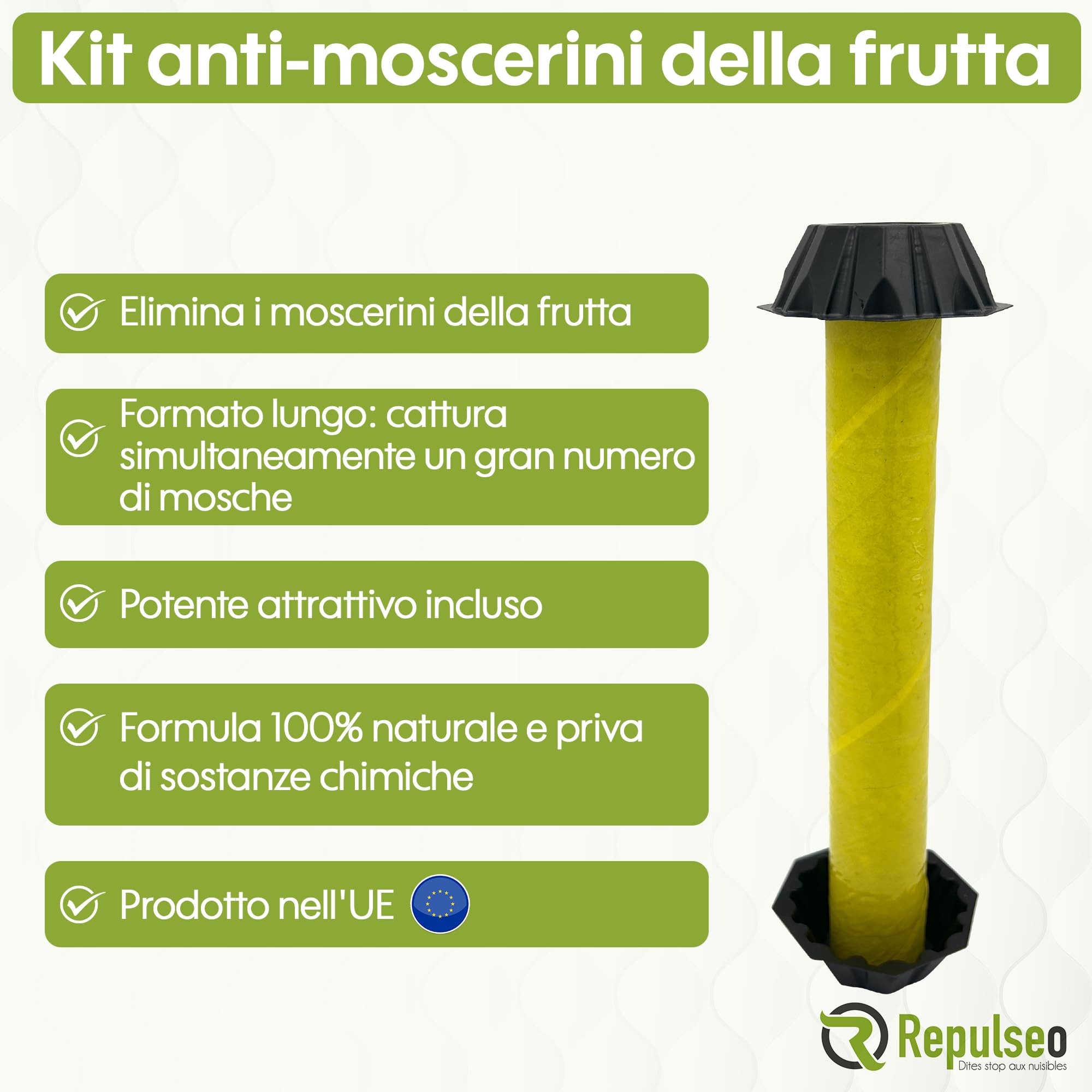 Trappola per Mosche dei Frutti ✯Made in UE✯, Anti Moscherini Interno, Attrape Moscherini Cucina, Piega Moscherini e Mosche dei Frutti Interno [Rimedio Naturale e senza Insetticida]