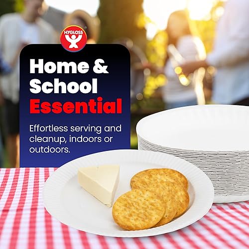 Miniatura 7 de Hygloss Productos Platos de papel blanco sin recubrimiento de 9 "a granel, 9 pulgadas, paquete de 300, platos desechables para alimentos, postres o