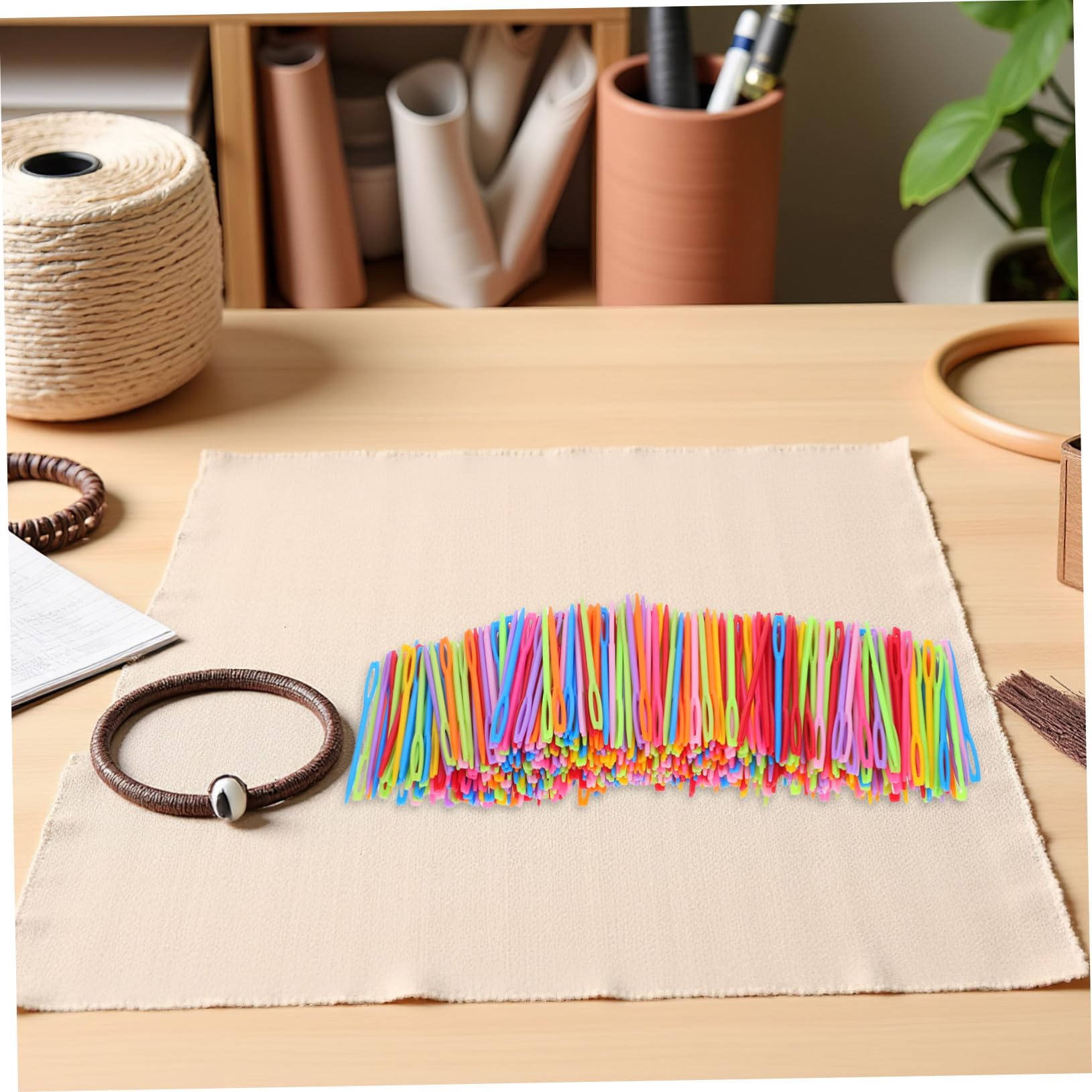 Anneome 2000 Piezas Unidades Agujas de Coser de Plástico Gruesas y Coloridas Ojo Grande para Hilo Grueso y Proyectos de Punto y Ganchillo Herramienta Ligera para Manualidades