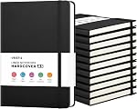 OMEYA 48 Pack Black A5 Lined Notebooks Bulk, Hardcvoer Journal Notebooks for Work, 100gsm Thick Paper, 5.7"x 8.3", College Ruled Notebooks, Leather Journal for Writing, Notebooks for School, Office