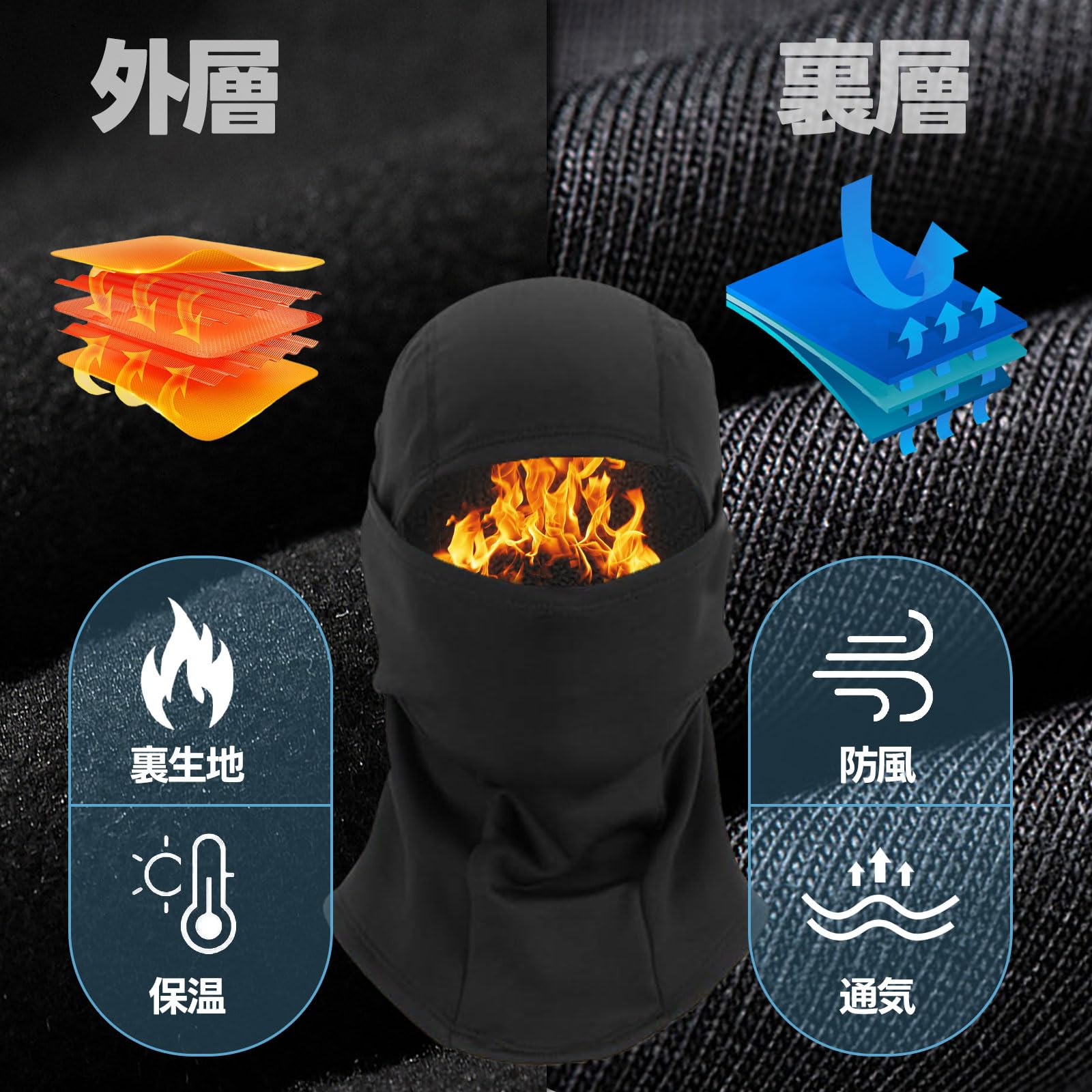 ShinHye Balaclava Neck Warmer, Winter Cold Protection Balaclava Hat, Fleece Lined, Windproof, Warm, Comfortable, With Glasses Holes, Stretchable, Warm, For Skiing, Snowboarding, Fishing, Motorcycling - 3