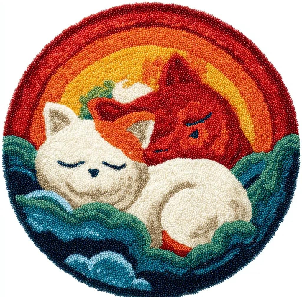 Kitquiver Latch Hook Rug Kit,Cat 50X 50Cm