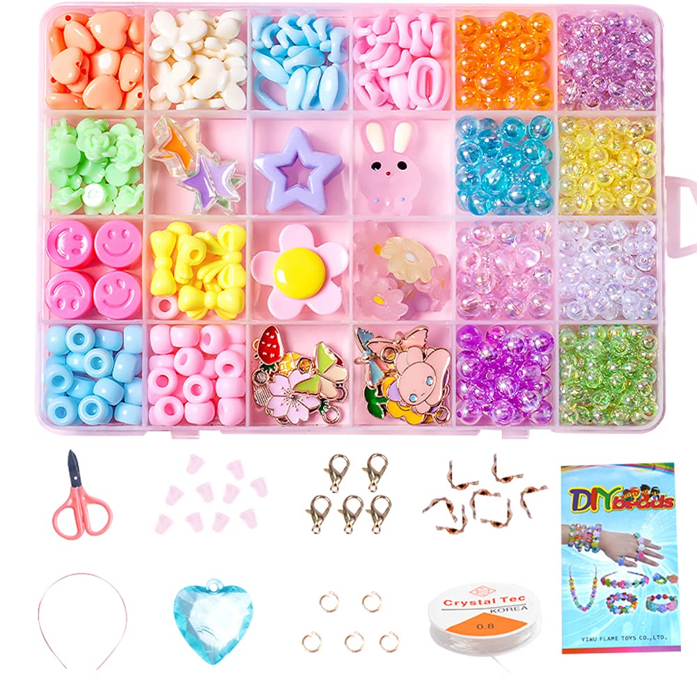 Kit Creazione Gioielli Bambine - 795 Perline, Braccialetti, Collane, Fasce, Corde Elastiche - Foto 2