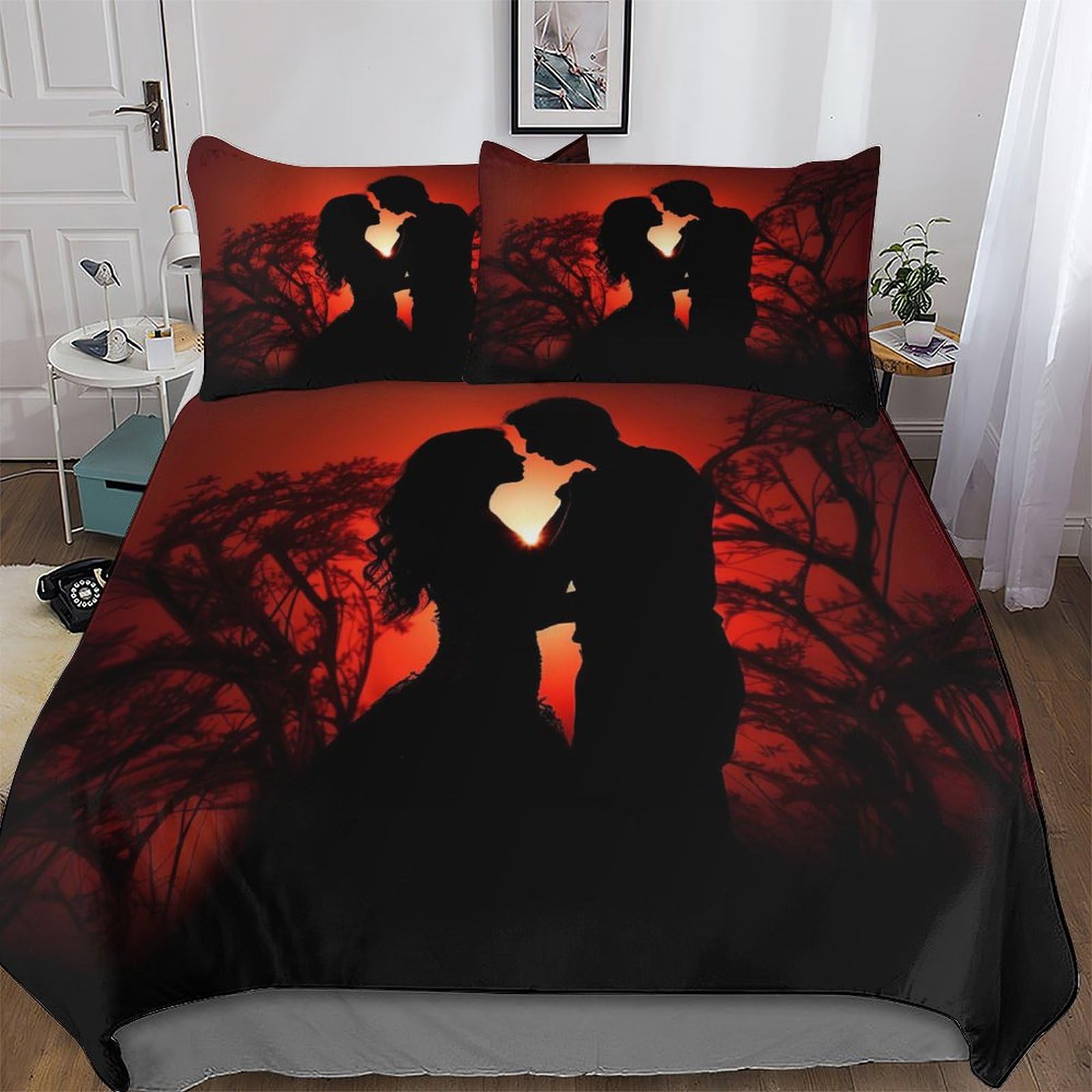 Housse de couette king size en microfibre infroissable pour literie 3 pièces