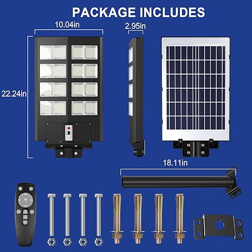 Miniatura 9 de Luces solares de calle de 100000LM para exteriores, luces solares para exteriores, impermeables IP66 para iluminación al aire libre, entrada,