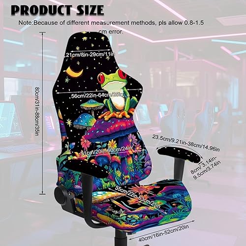 Miniatura 9 de Mushroom Gaming Chair Slipcover with Zipper Vibrant Computer Chair Covers Strtchable Boho-Chic Ergonomic Gamer Chairs Protector for Adults