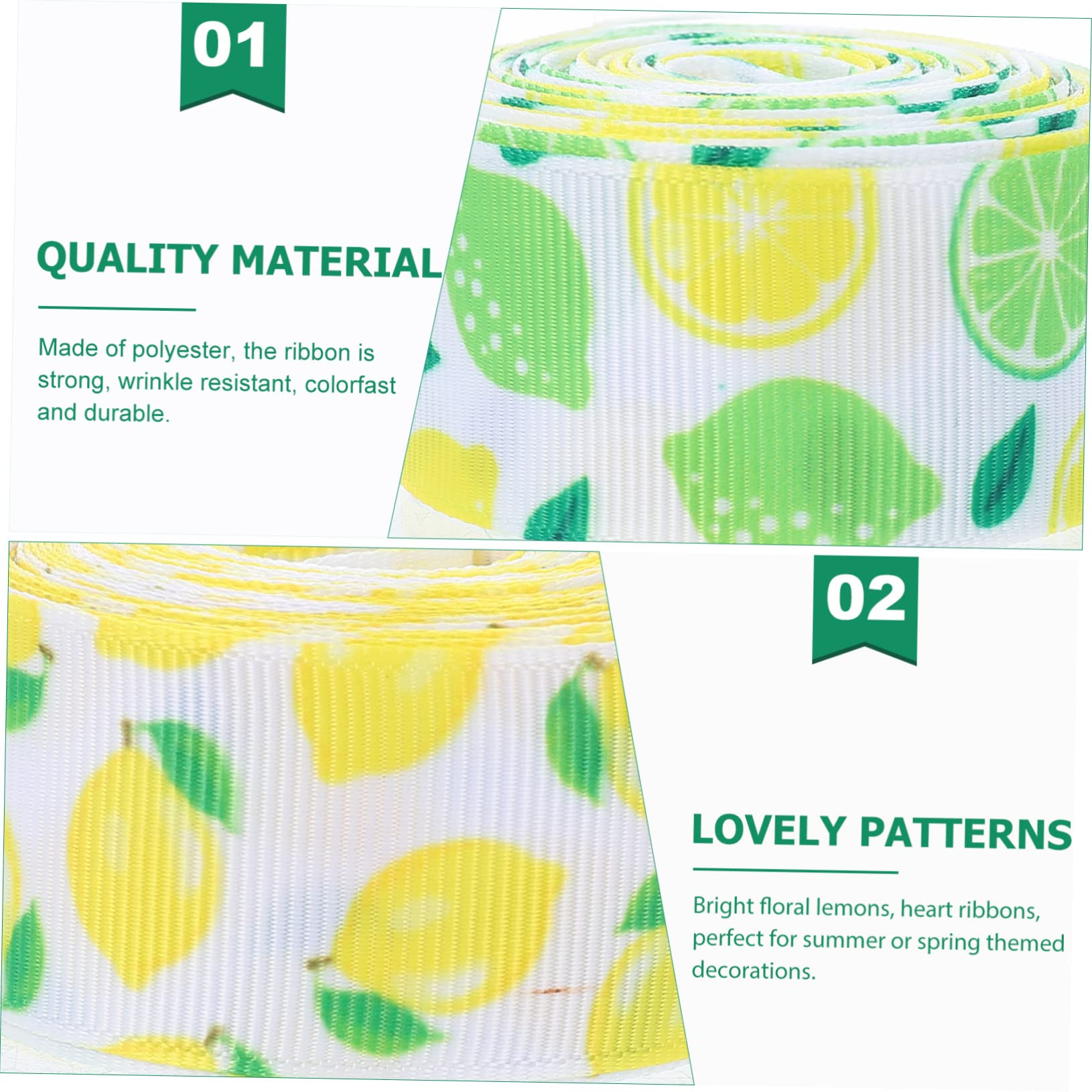 Angoily 3 Sätze Zitronen Muster Geschenkband Für Diy Handarbeiten Verpackungsmaterial Und Dekoration Bei Festen Und Anlässen 4 Rollen * 3