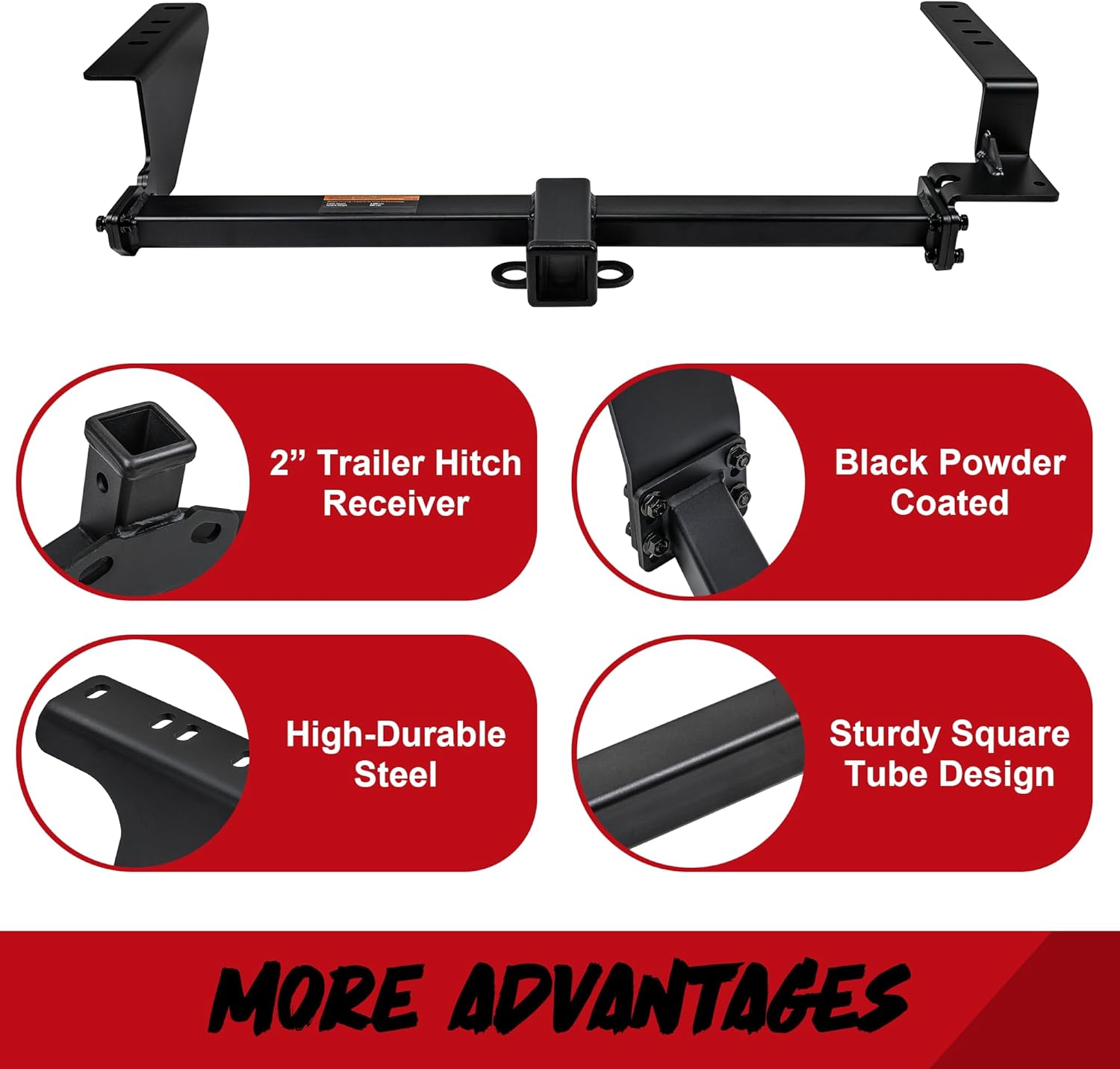 DBXB-RV Class 3 Trailer Hitch Standard 2-Inch Receiver Compatible with 2002-2006 Honda CR-V, Multi-Fit Hitch to Receive Ball Mount, Cargo Carrier, Bike Rack. Black Powder Coated. 13535