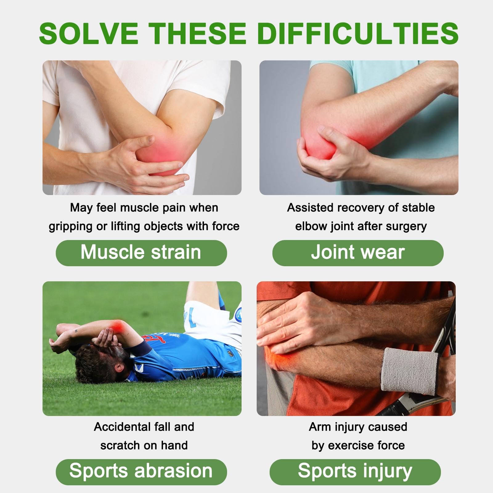 2 Pezzi Supporto Gomito con Cinghie Regolabili Manica di Compressione Sollievo dal dolore Protezione Gomito Artrite Tennis Basket Golf Sollevamento pesi Adatto Uomini e Donne