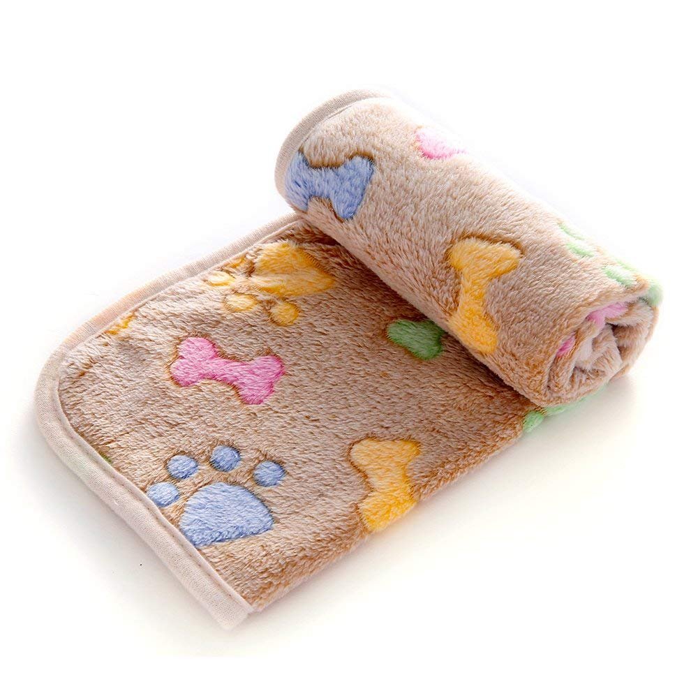 luciphia 3 Pezzi Coperta per Cane/Gatto Lavabile Soffice Durevole, Morbida e Calda Flanella,Osso,Medium (76 * 52cm)