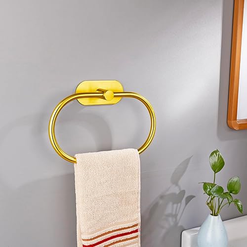 Miniatura 3 de Toallero  anillo de toalla de baño, anillo autoadhesivo para toalla de mano para baño, soporte de toalla de mano adhesivo de acero inoxidable, sin