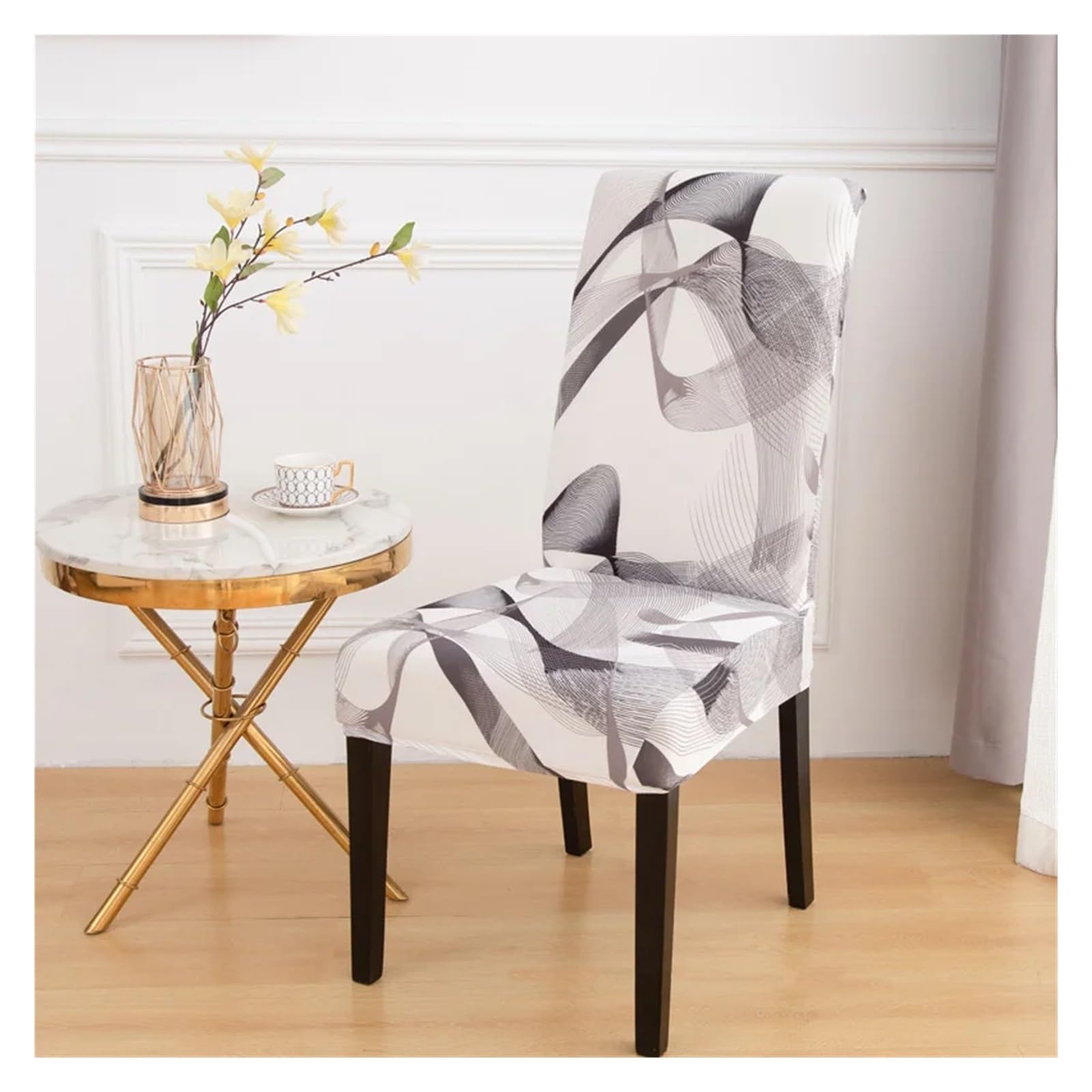 GCYEIDMA Printed Chair Covers 4/6PCS Dining Chair Covers Stretch Printed Removable Washable Furniture Protectors Spandex Dust-Proof(G,6PCS)