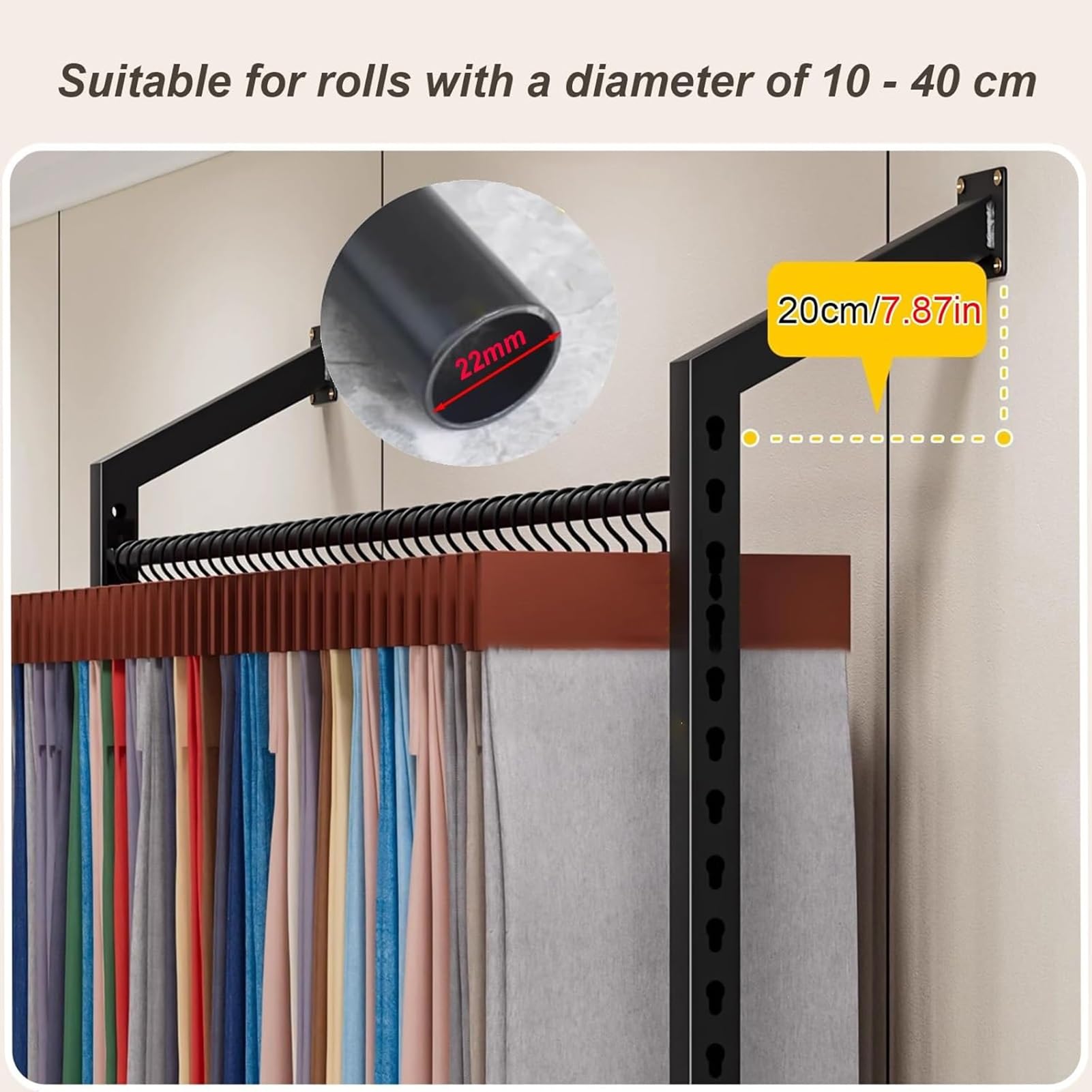 Generico Espositore in Metallo Regolabile per Tessuti - Porta Rotoli Commerciale con 5 aste e 3 File per Bobine di Vinile, pellicole per Auto, tovaglie e Altro Ancora - Soluzione Versatile con mensol