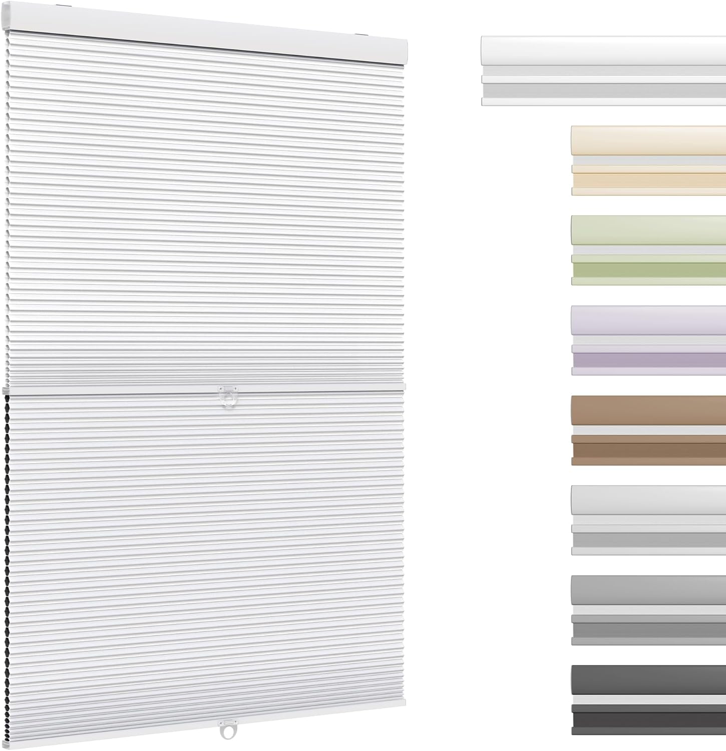Day Night Cellular Shades, Cordless Dual Honeycomb Blinds with Nonwoven, Honeycomb Structure Design, 2 in 1 Blackout and Light Filtering Blinds for Home Office, White, Custom Size