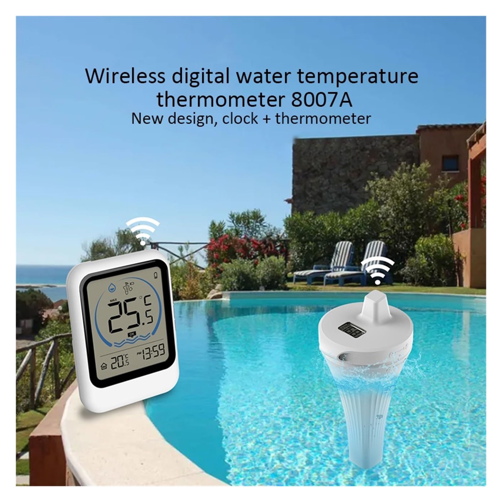 Thermomètre De Piscine Numérique Sans Fil, Flottant Multifonction, Jauge Température L'eau, Moniteur Lecture PréCise De La TempéRature