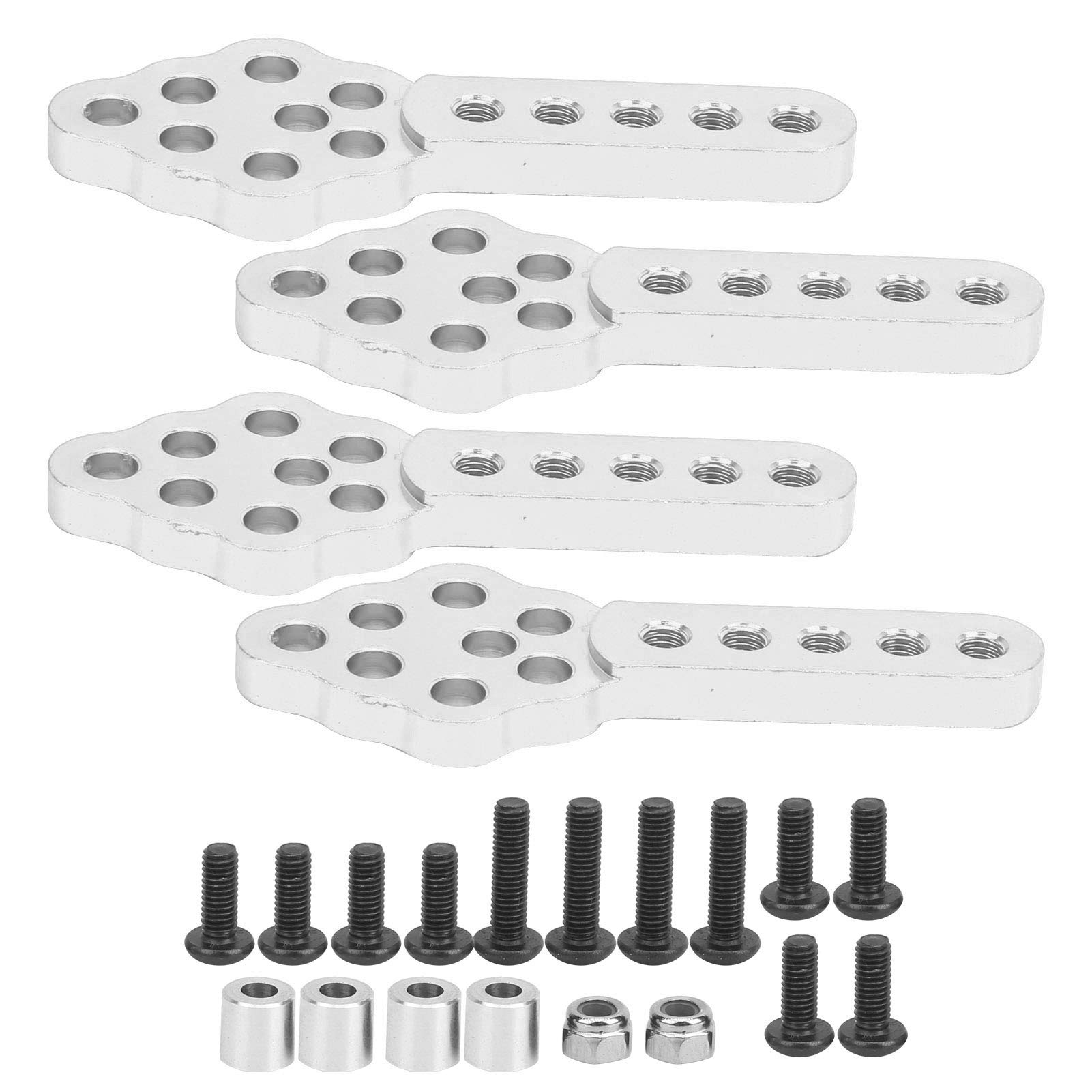 RC Car Shock Absorber Mount,4pcs CNC Metal Adjustable Height Angle Stand,RC Model Part Replacement,for Axial SCX10 90046 D90 D110 1:10 RC Crawler Car (Silver)