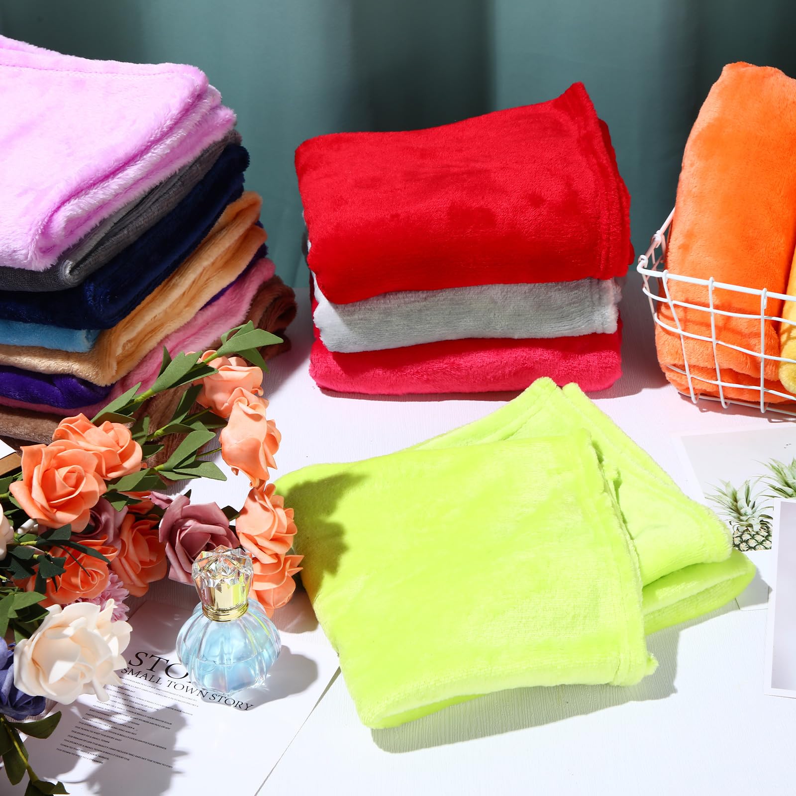 Kinlop 16 piezas de 76 x 101 cm, mantas de franela de felpa para bebé, acogedoras, ligeras y cálidas, mantas de felpa suave para bebés, niños y niñas, ropa de cama preescolar, 16 colores