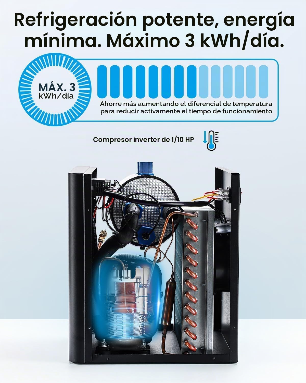 BAOSHISHAN 160L Acuario Enfriador de agua Enfriador Kit de bomba adicional Enfriador de tanque de pescado Equipo de cultivo de mariscos 220V (Unidad de temperatura del agua: ℃)