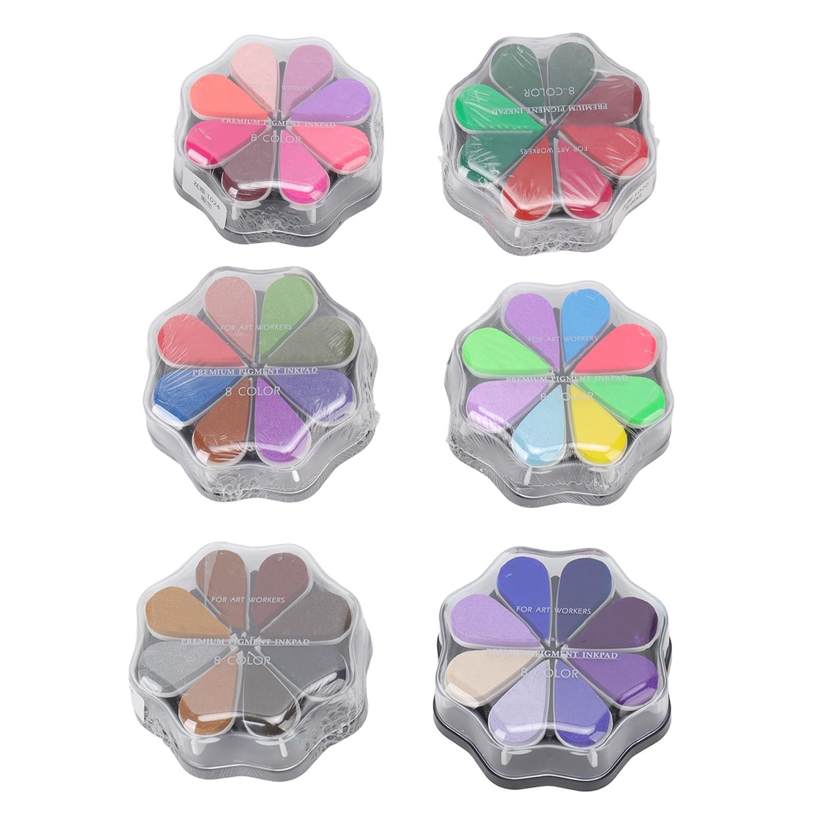 FILFEEL 6er-Set Waschbare Blüten-Stempelkissen in 8 Farben – Ideal für Fingerabdrücke, Hundepfoten & Gummistempel