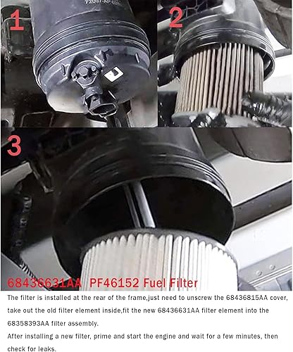 Miniatura 6 de Filtro de combustible 68436631AA 6.7 cummins para motor diesel Ram 2500 3500 4500 5500 6.7L 2019-2024, Ram 1500 3.0L V6 Eco Diesel, 2020-2024 Jeep