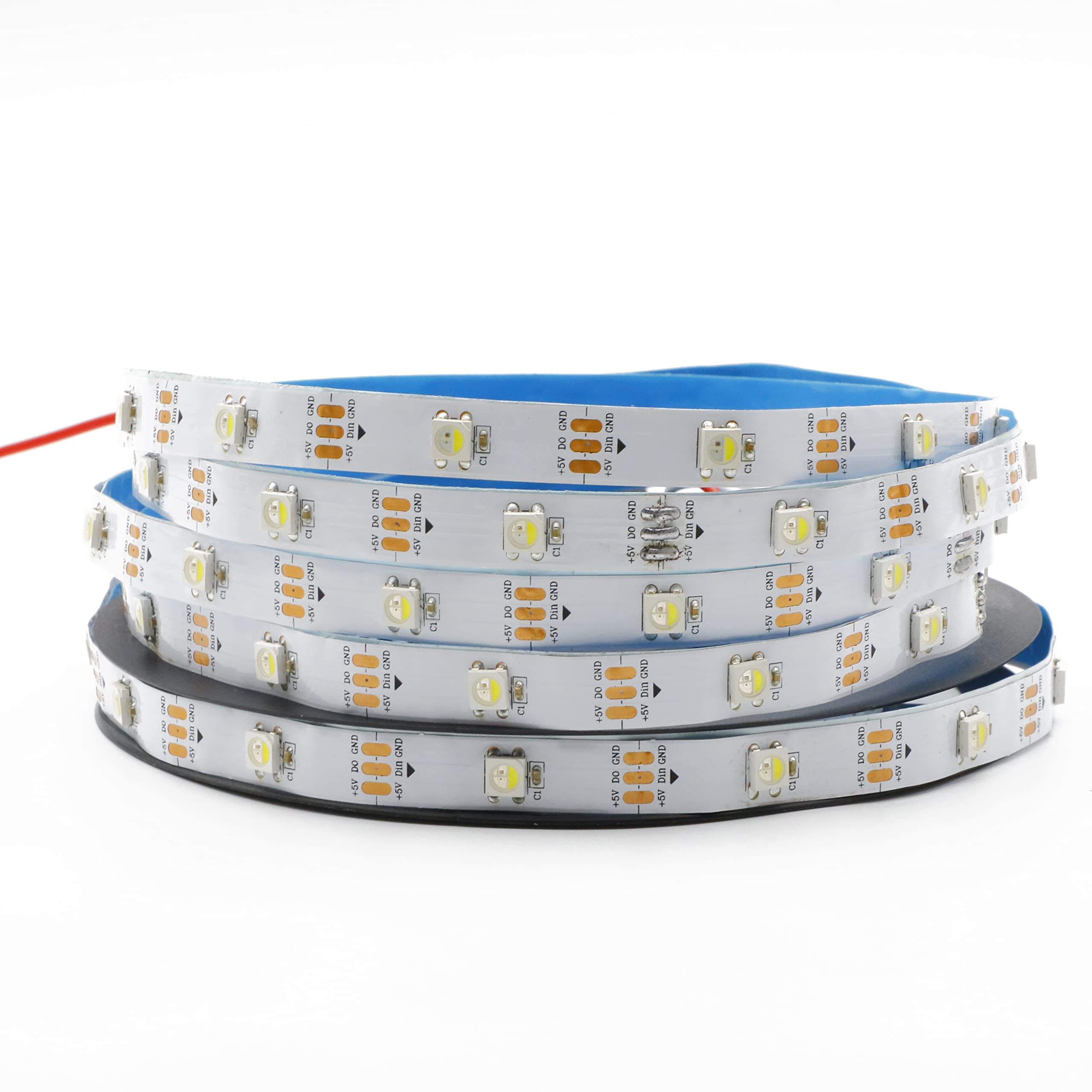RGBW RGB+Warm White SK6812 (Similar WS2812B) 16.4ft 5m 30LEDs/Pixels/m Individually Addressable Flexible 4 Colors in 1 LED Dream Color LED Strip DC5V (White PCB Ip30 Rgbw, 5M 30LED/M)