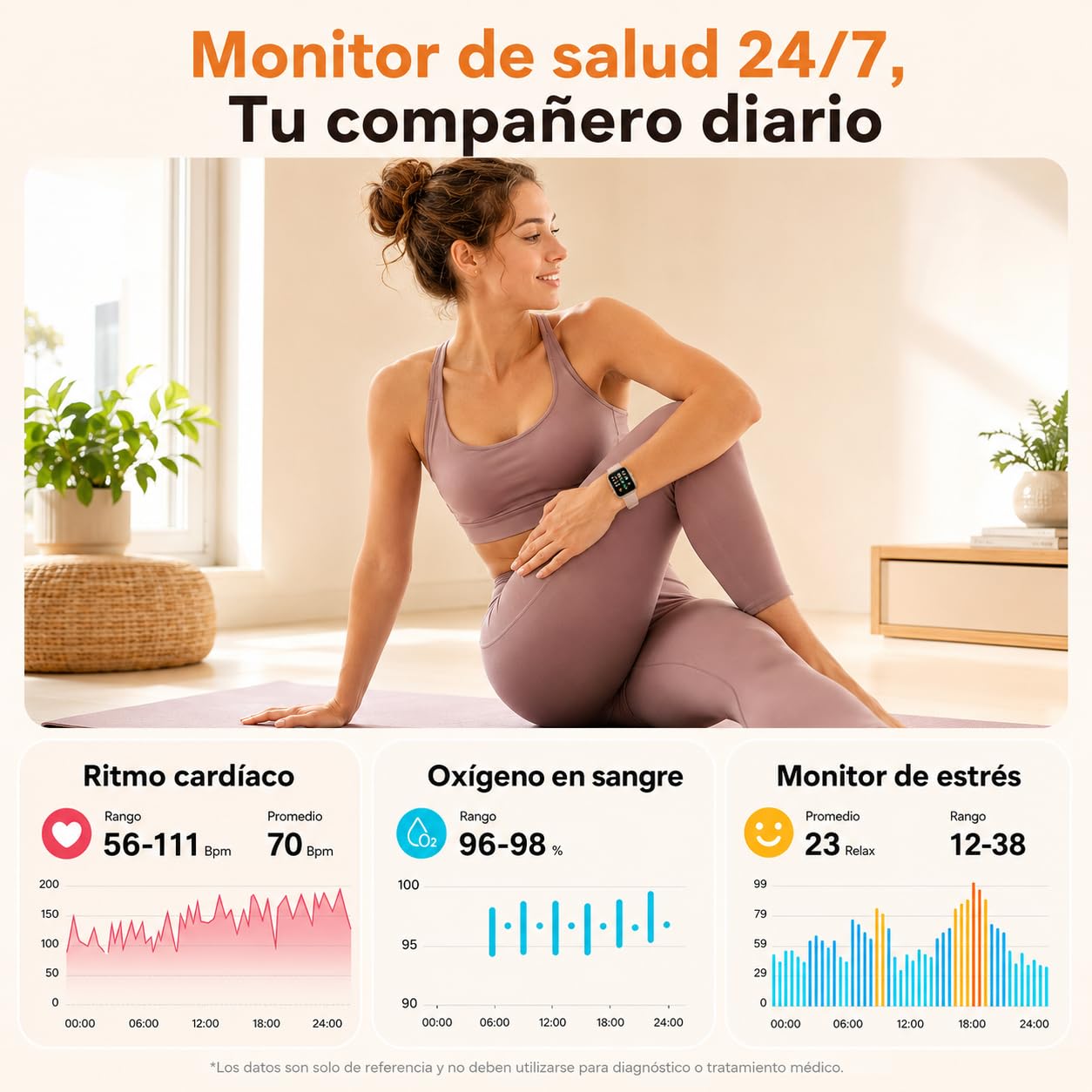 VRPEFIT - Smartwatch Hombre/Mujer, notificaciones Whatsapp, Pantalla táctil 1.8" HD, Llamadas Bluetooth, Ritmo cardíaco, SpO2, sueño, 100+ Modos Deportivos, IP68, Android/iOS
